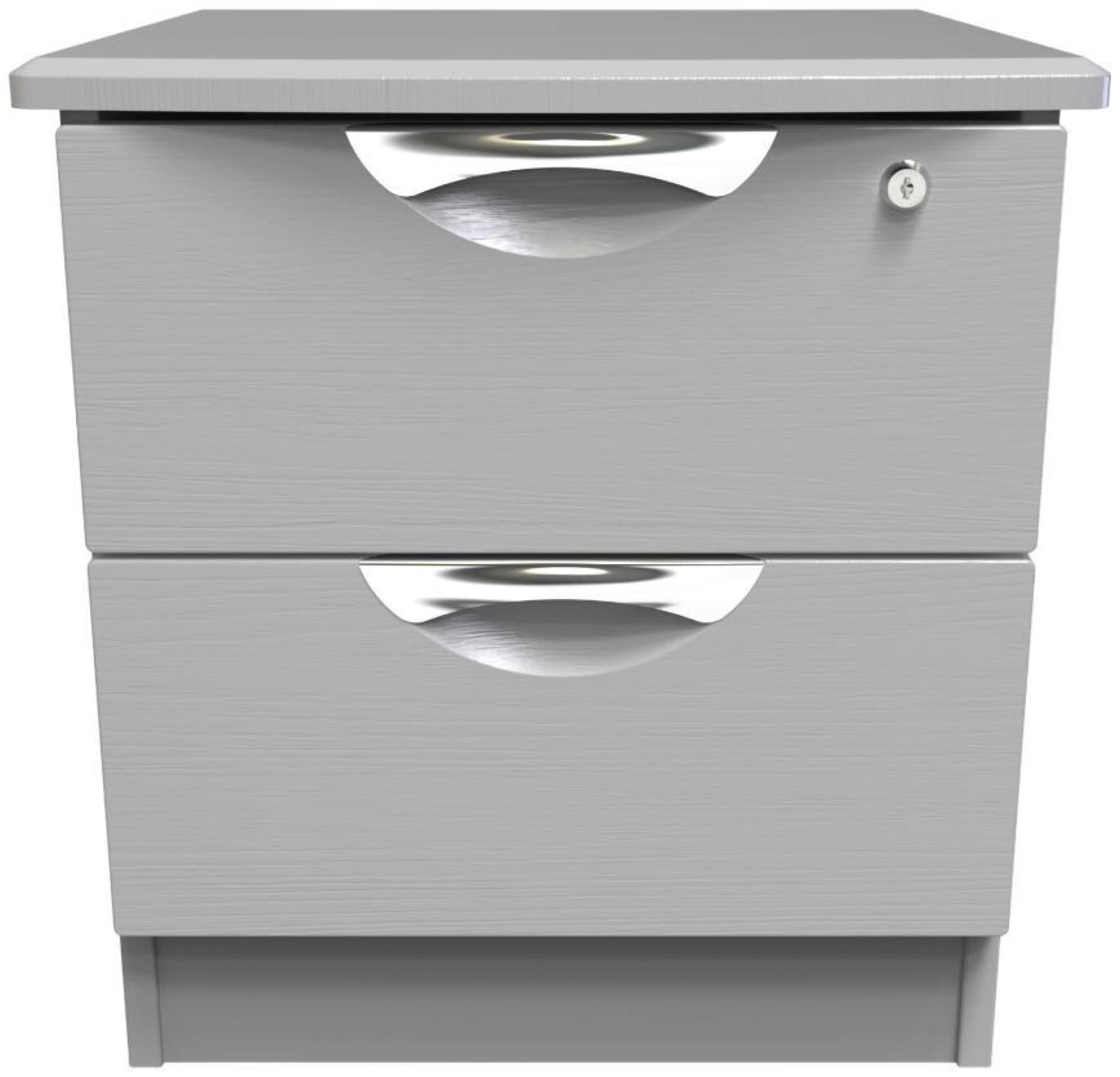 Flora Grey Ash 2 Drawer Bedside Cabinet with Lock