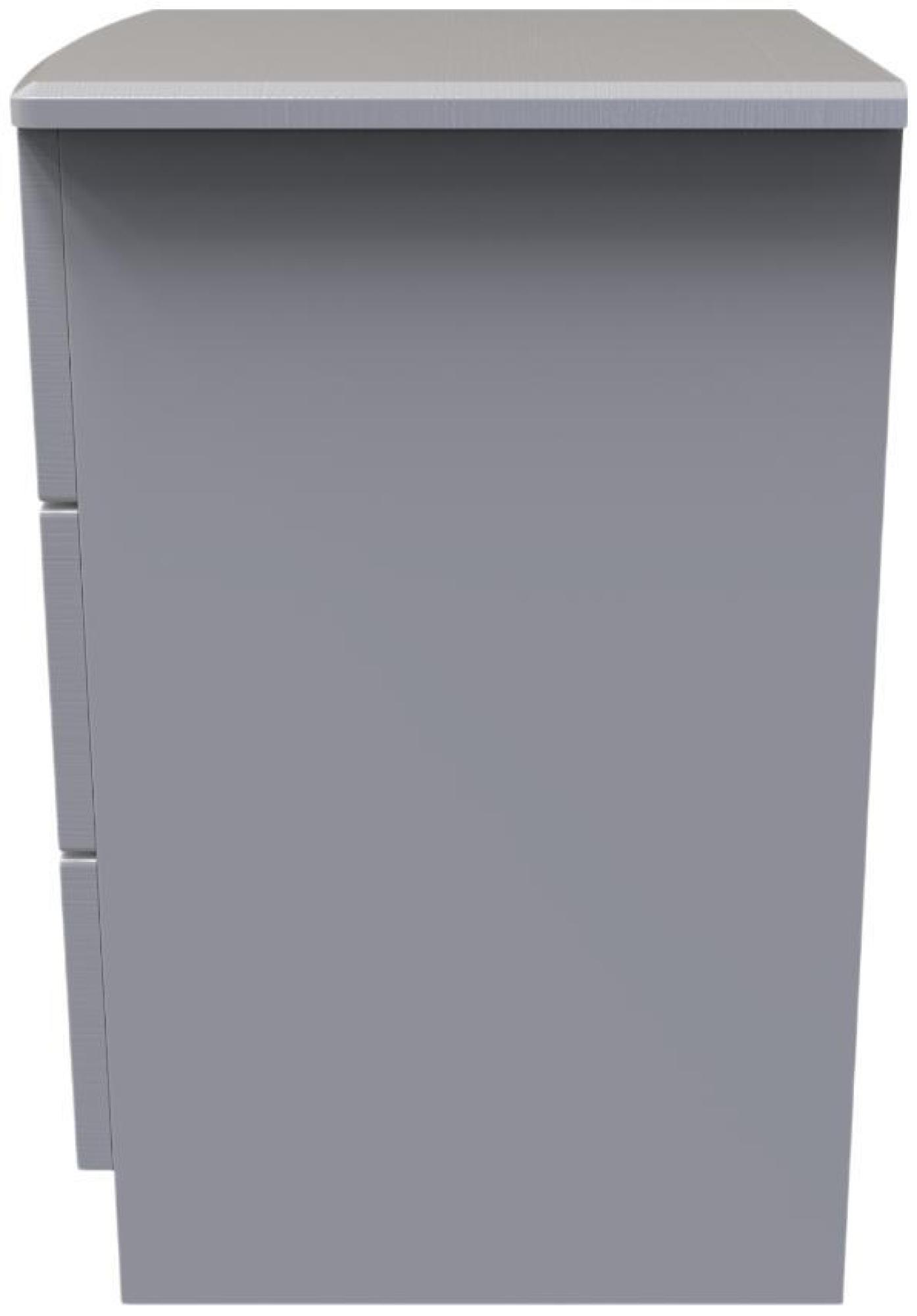 Flora Bedside Cabinet - 3 Drawer with Lock - Grey Ash