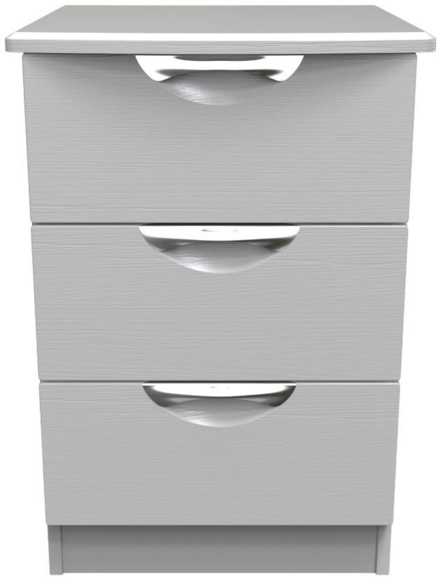 Flora Grey Ash 3 Drawer Bedside Cabinet