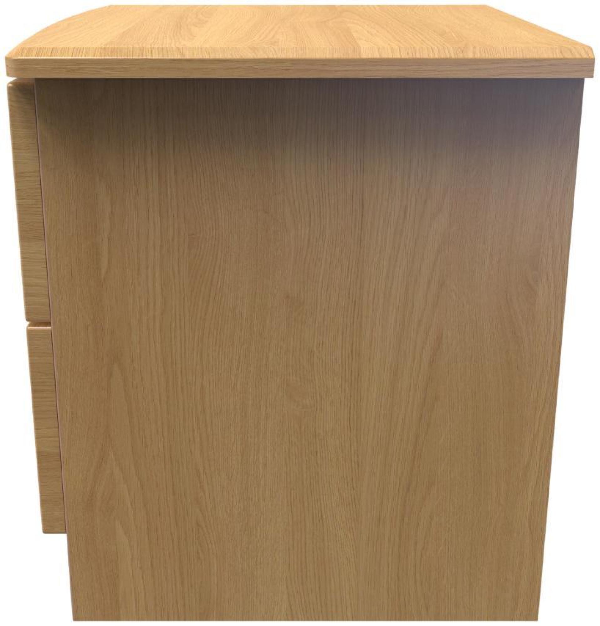 Flora Bedside Cabinet - 2 Drawer with Lock - Oak