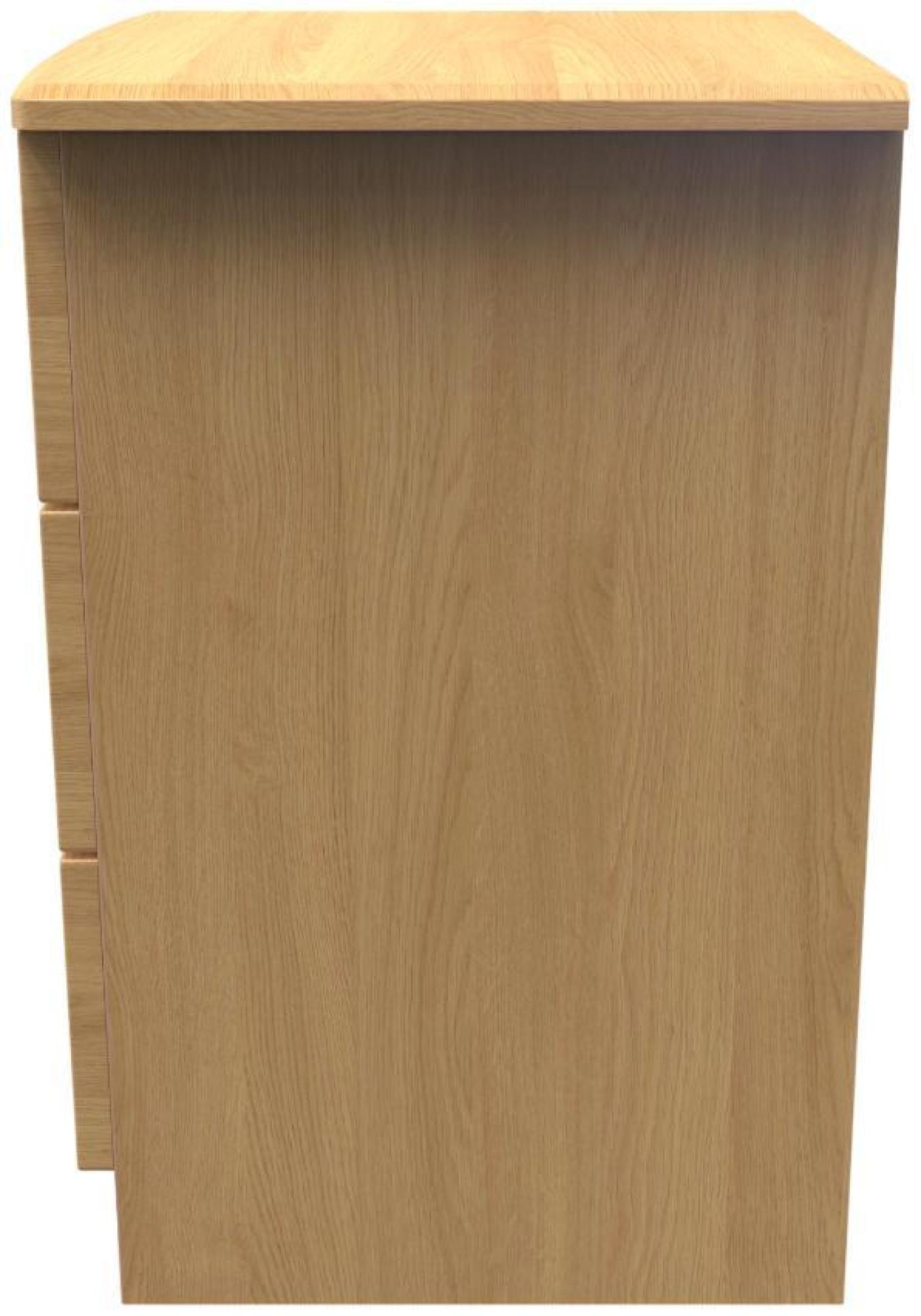 Flora Bedside Cabinet - 3 Drawer with Lock - Oak