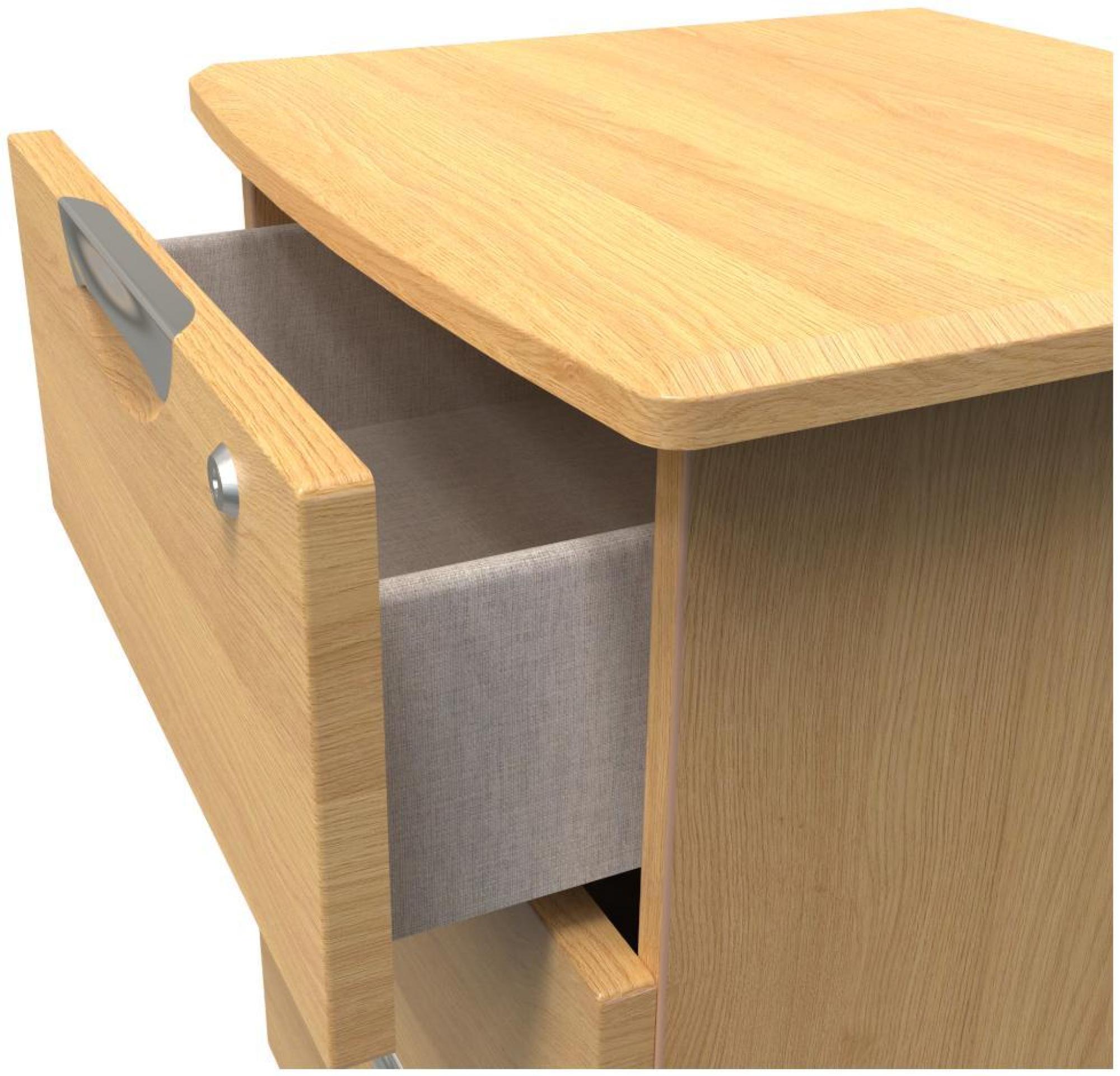 Flora Bedside Cabinet - 3 Drawer with Lock - Oak