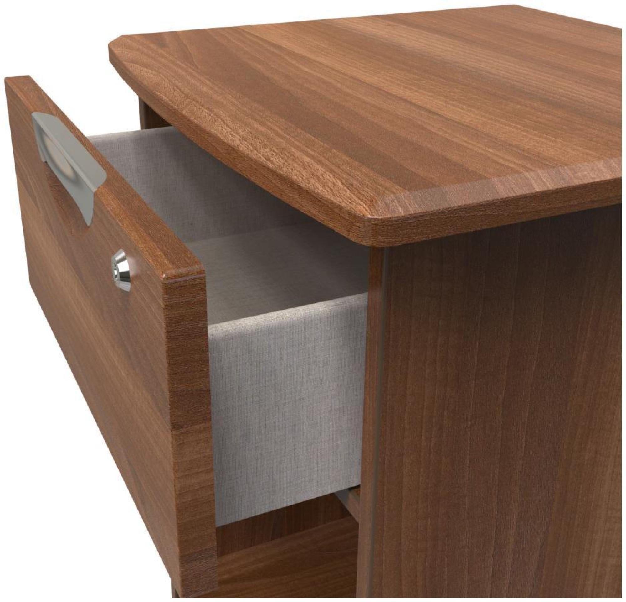 Flora Bedside Cabinet - 1 Drawer with Lock - Walnut