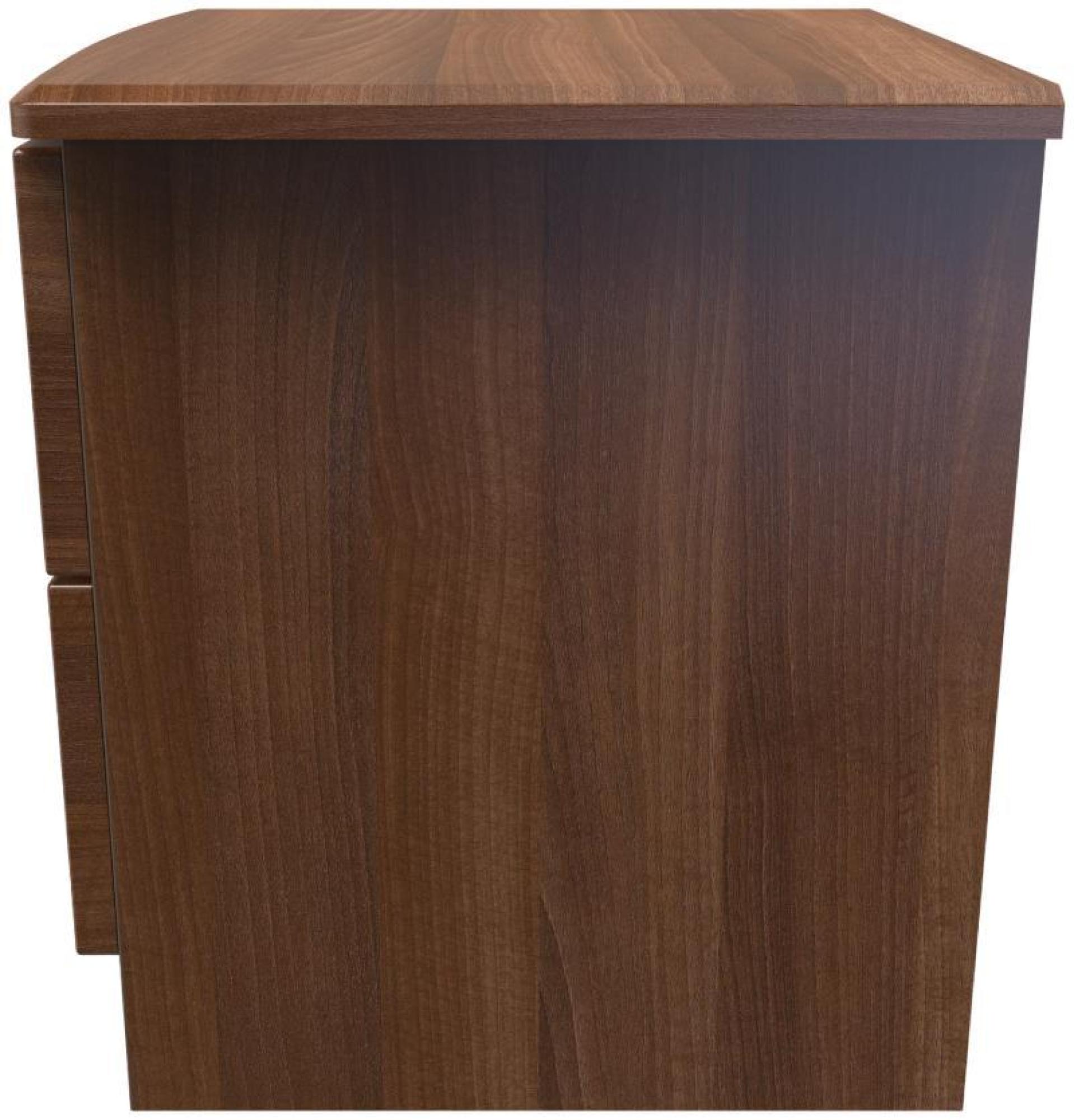 Flora Bedside Cabinet - 2 Drawer with Lock - Walnut