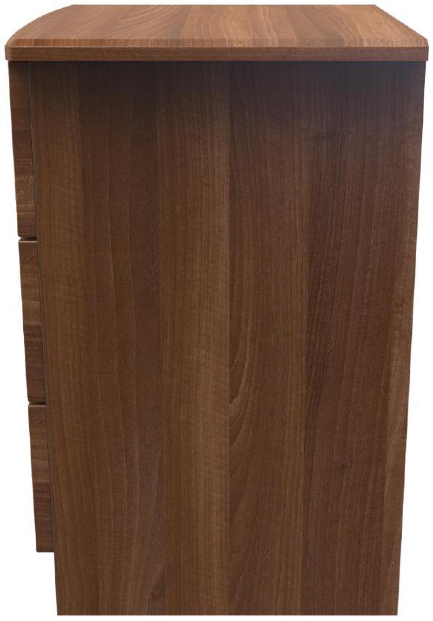 Flora Bedside Cabinet - 3 Drawer with Lock - Walnut