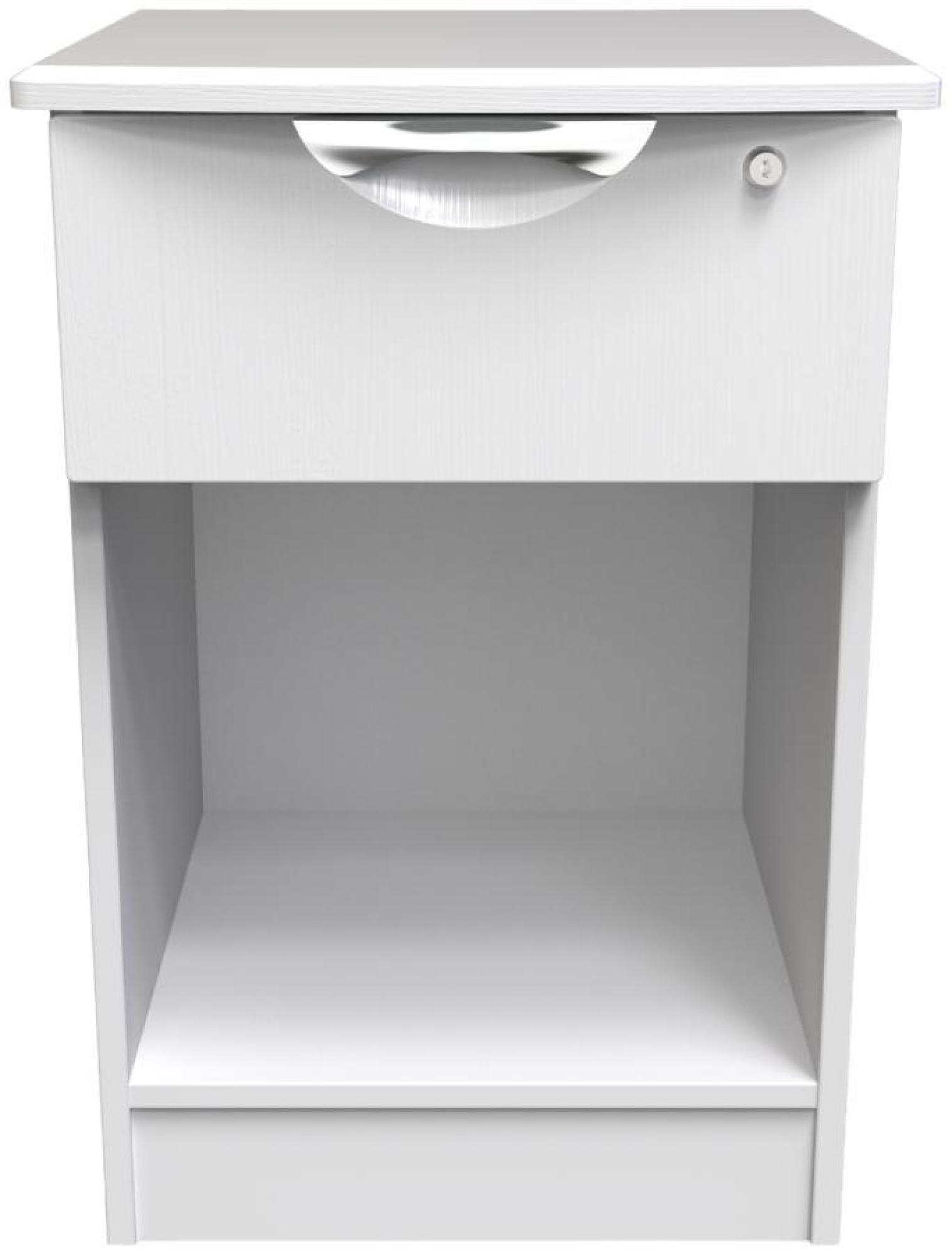 Flora White 1 Drawer Bedside Cabinet with Lock
