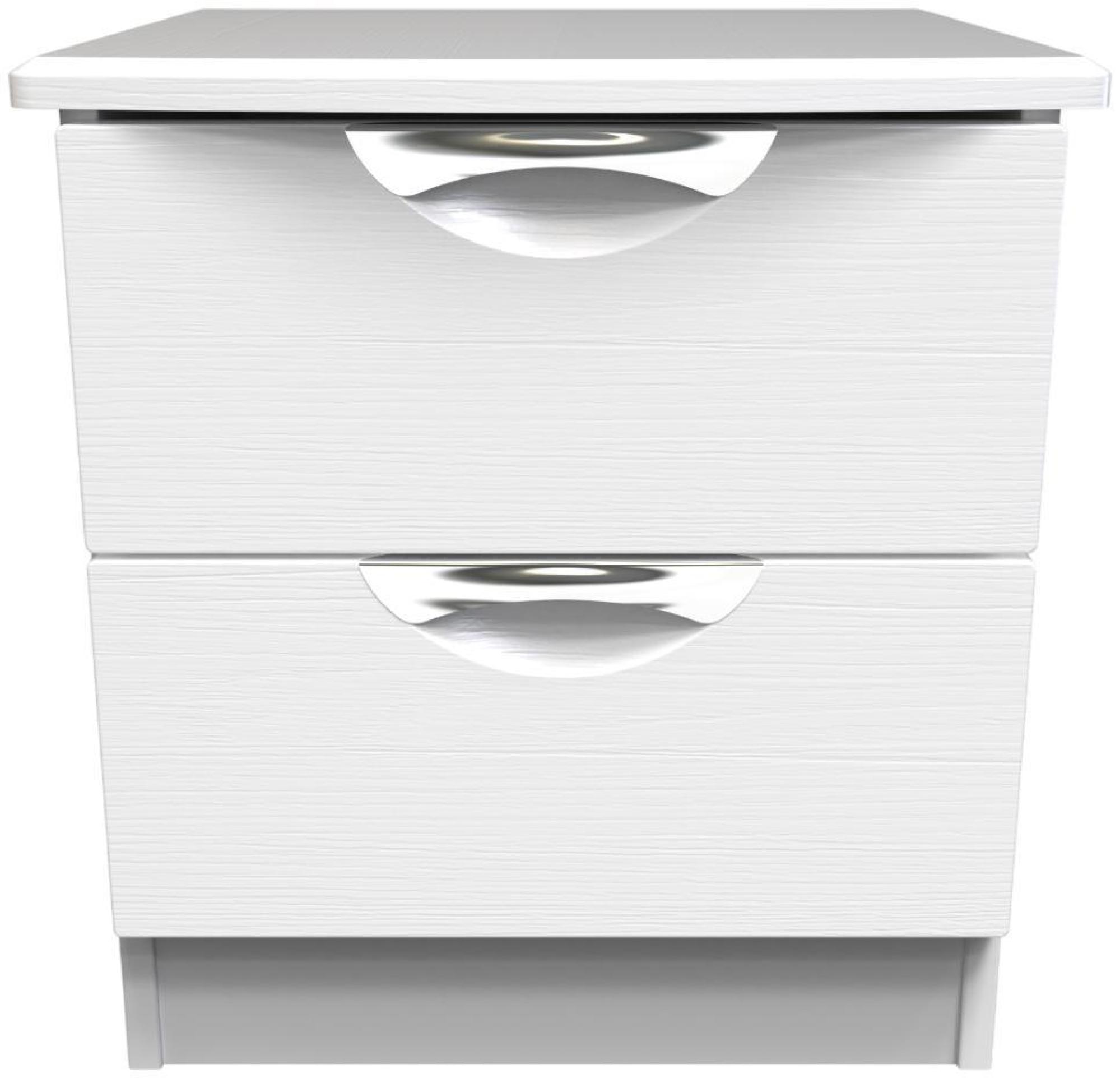 Flora White 2 Drawer Bedside Cabinet