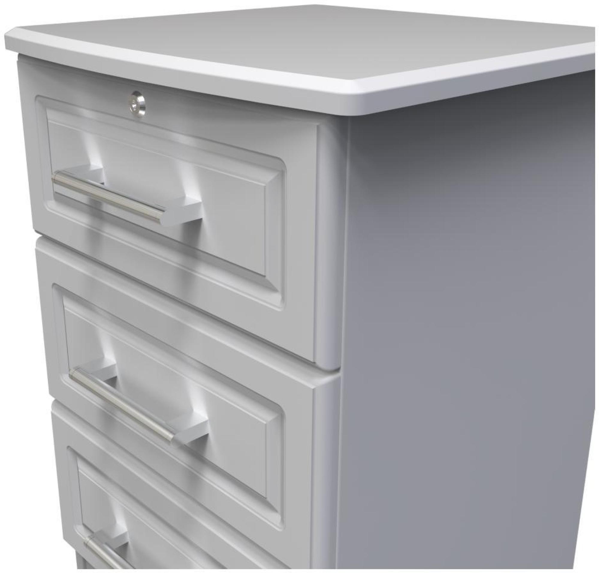 Gina Bedside Cabinet - 3 Drawer with Lock - Grey