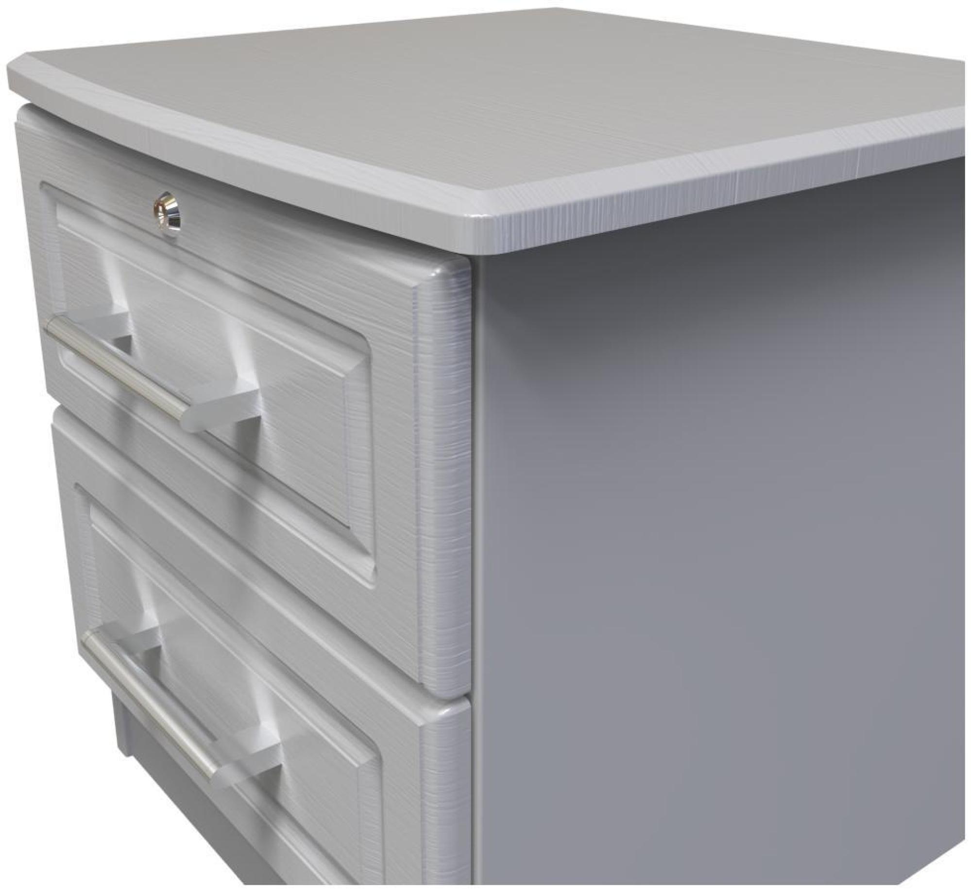 Gina Bedside Cabinet - 2 Drawer with Lock - Grey Ash