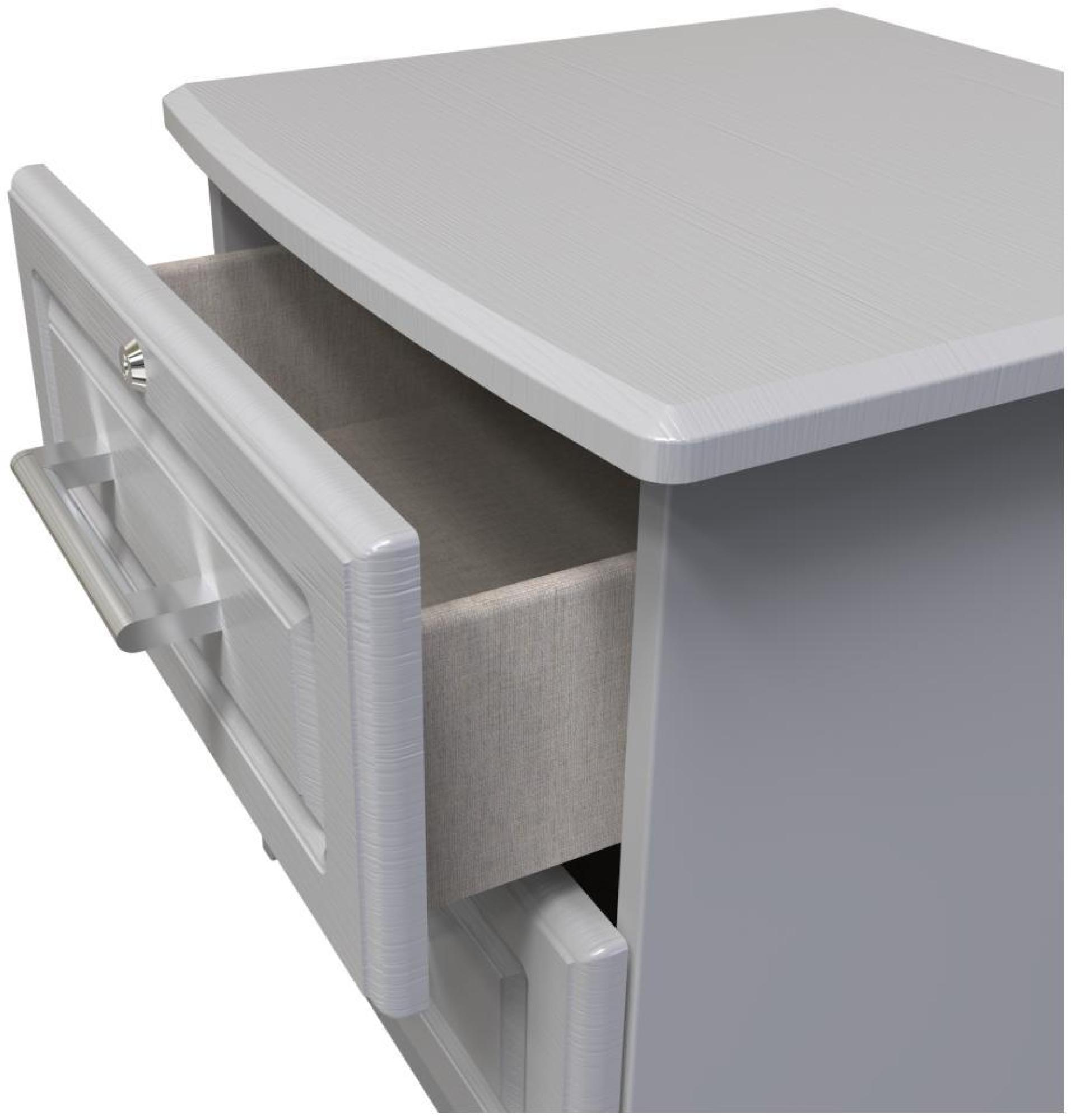 Gina Bedside Cabinet - 2 Drawer with Lock - Grey Ash