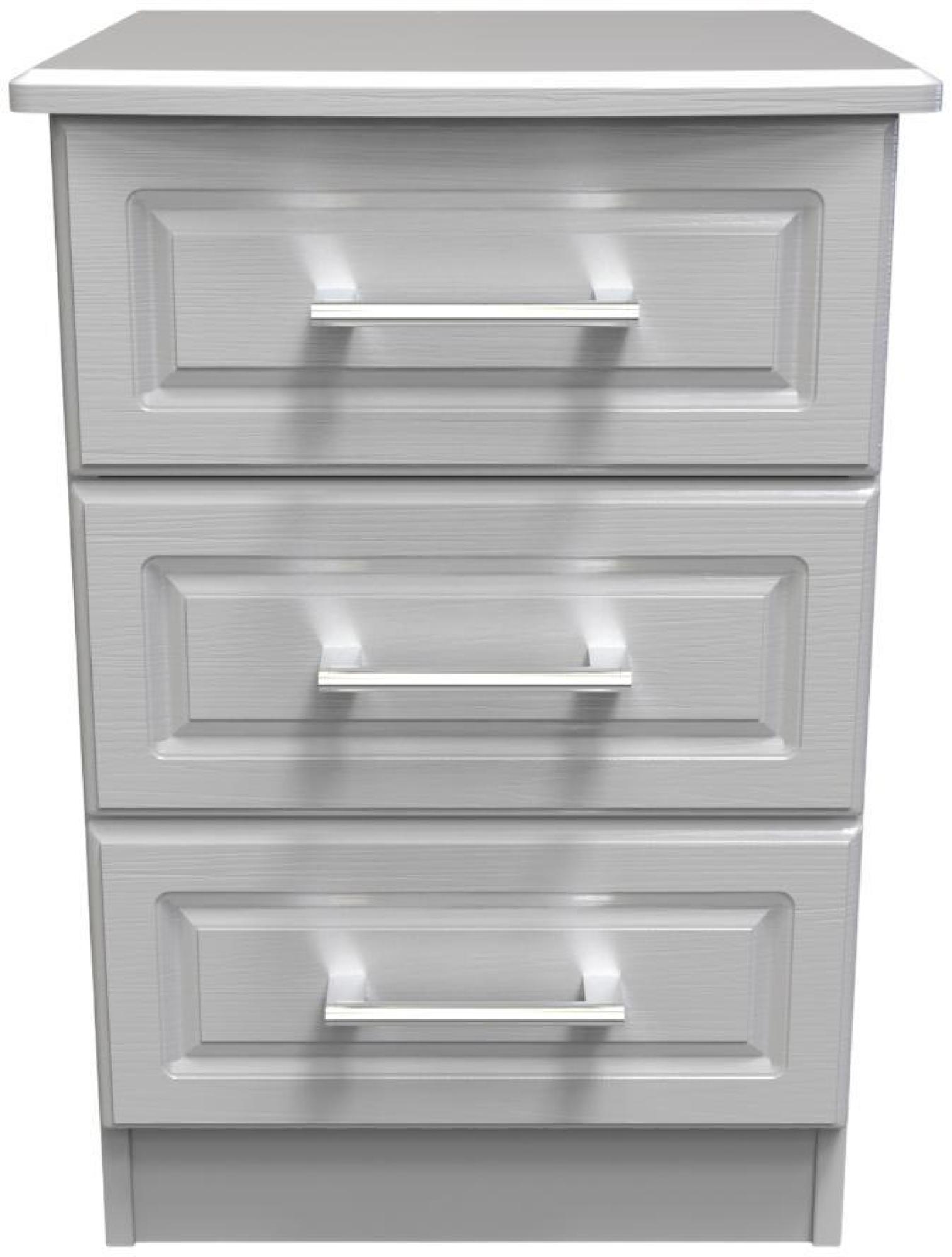 Gina Bedside Cabinet - 3 Drawer - Grey Ash