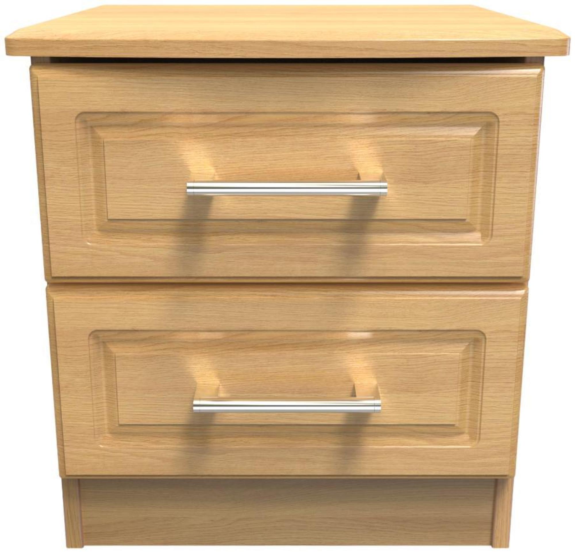 Gina Oak Effect 2 Drawer Bedside Cabinet