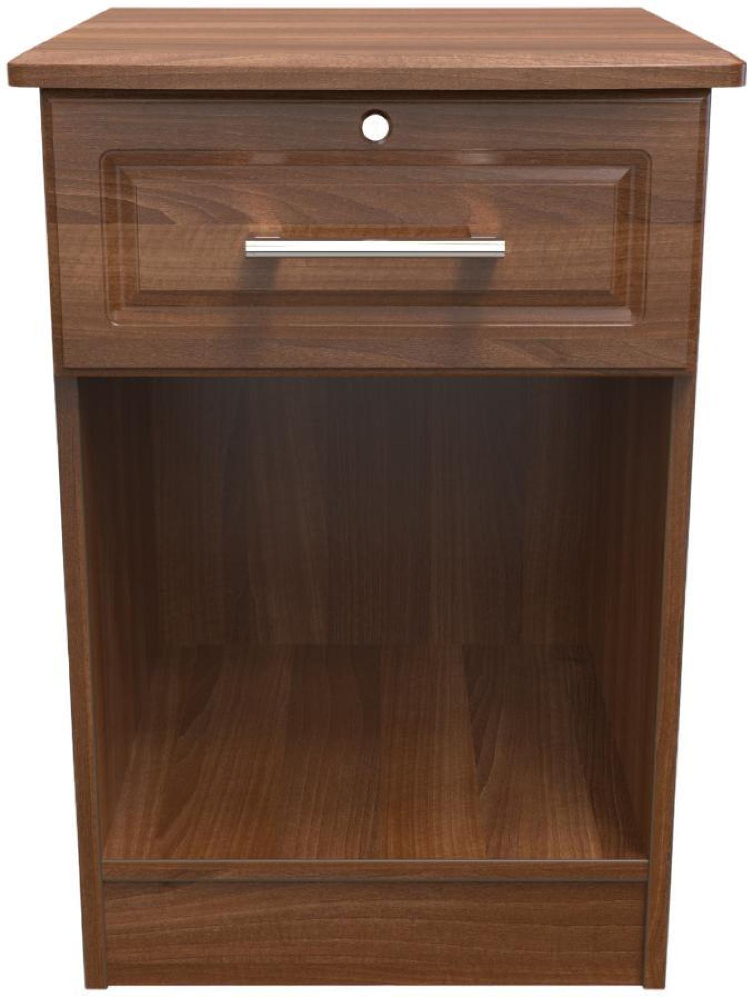 Gina Walnut Effect 1 Drawer Bedside Table with Lock