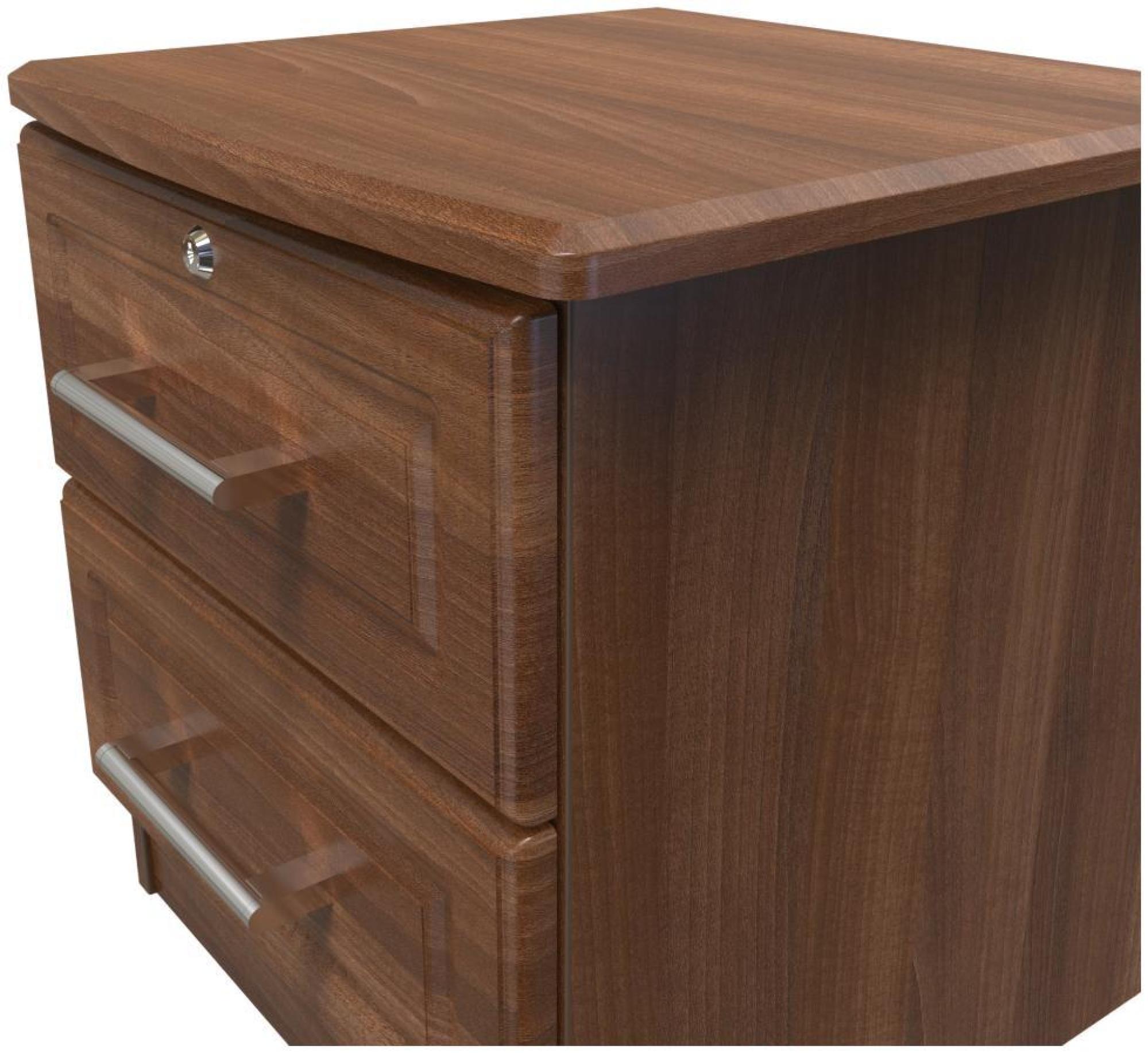 Gina Bedside Cabinet - 2 Drawer with Lock - Walnut