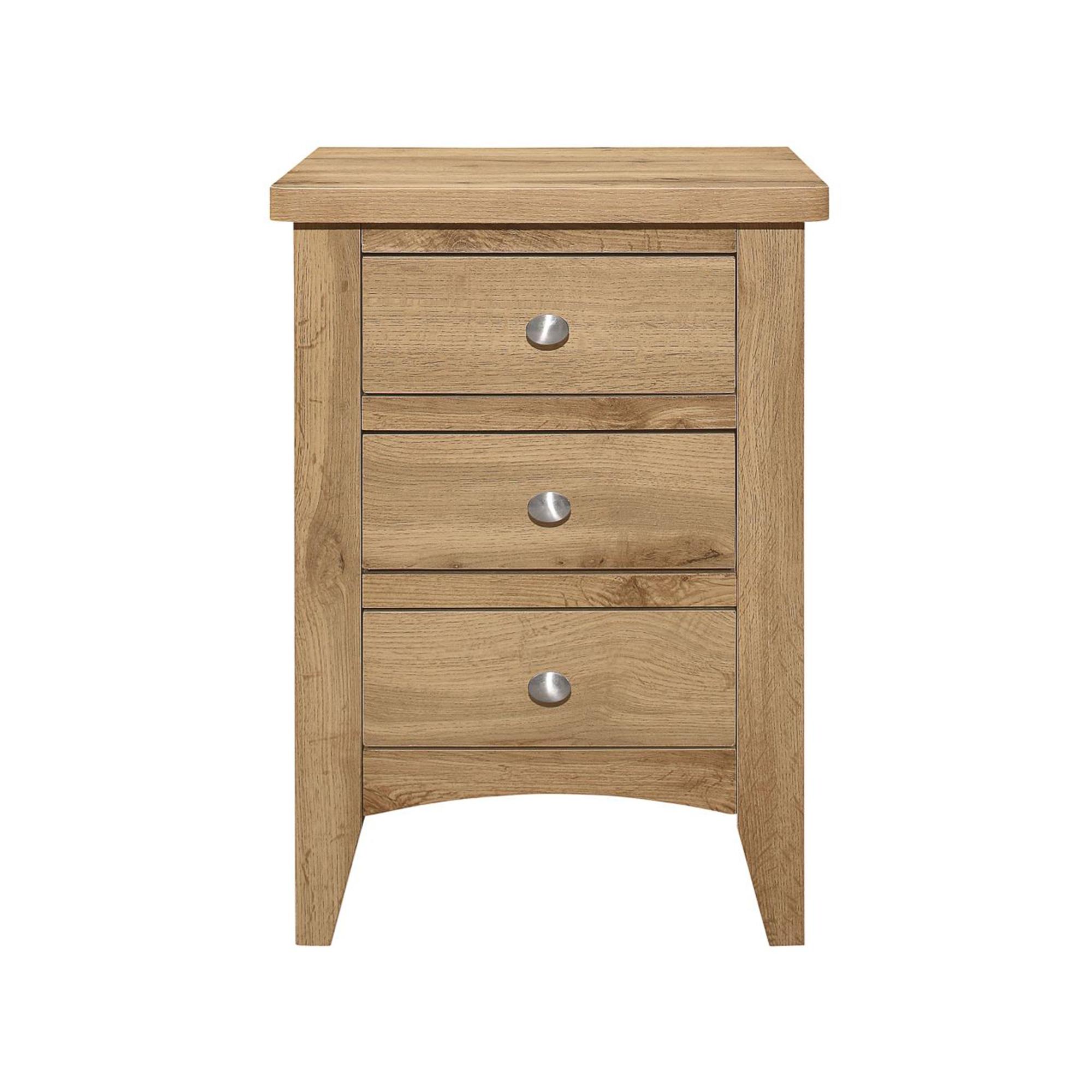 Hampstead Bedside Cabinet - 3 Drawer - Rustic Oak 