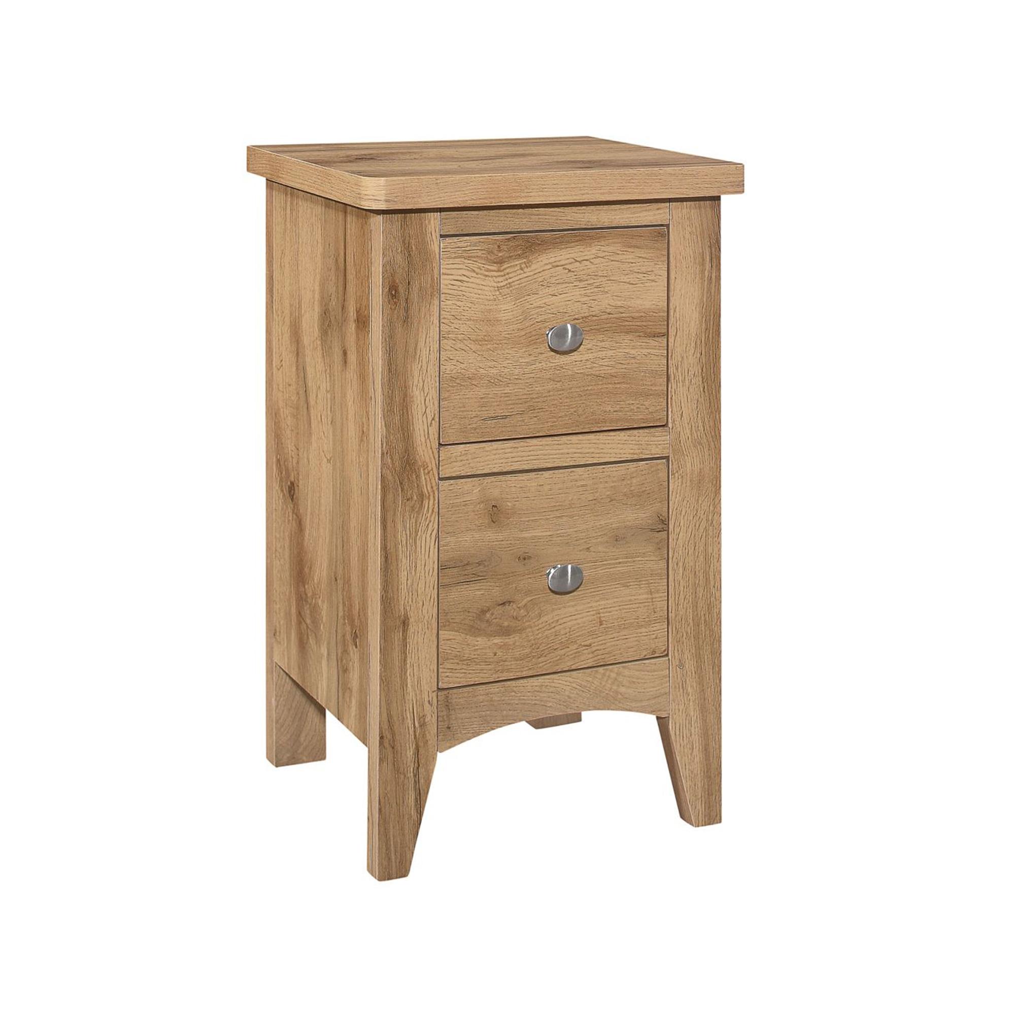 Hampstead Narrow Bedside Cabinet - 2 Drawer - Rustic Oak 
