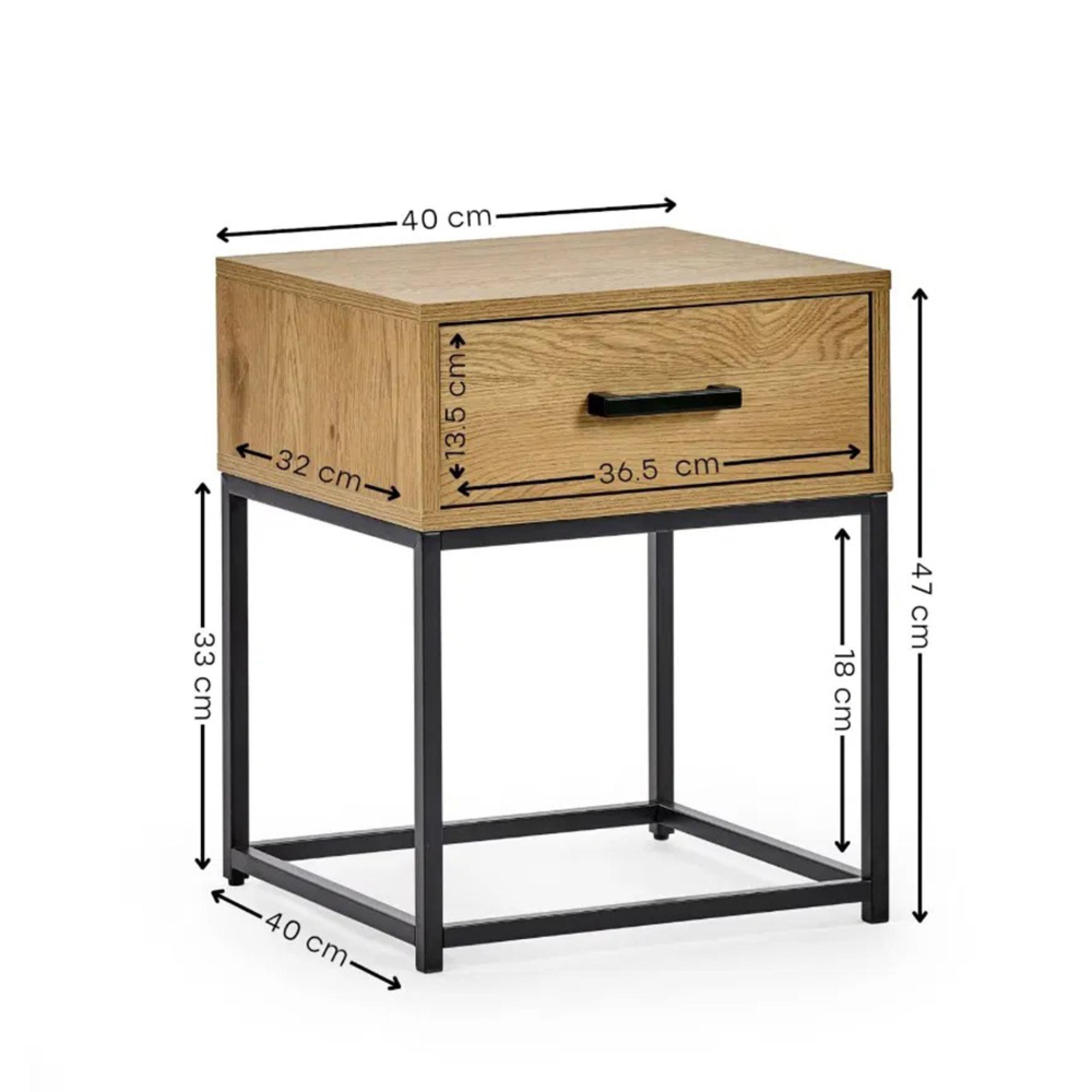 Harlow Light Oak Effect Square Bedside Table - 1 Drawer