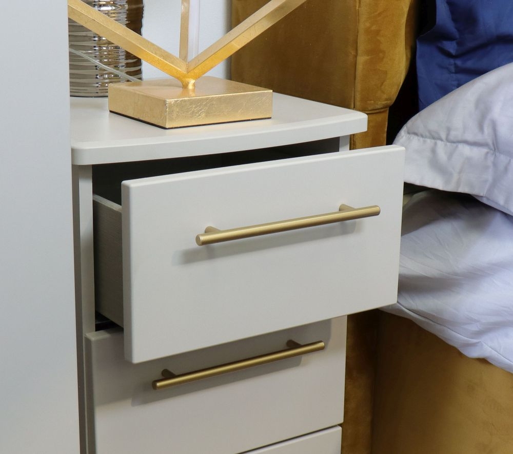 Haworth Bedside Cabinet - 3 Drawer - Cashmere