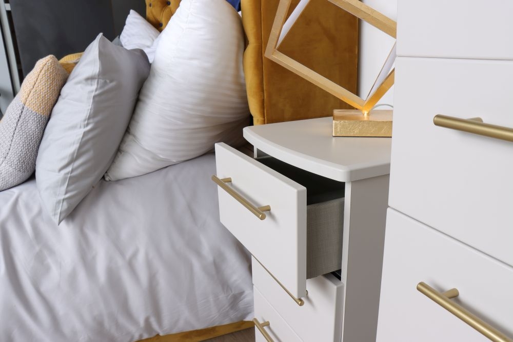 Haworth Bedside Cabinet - 3 Drawer - Cashmere