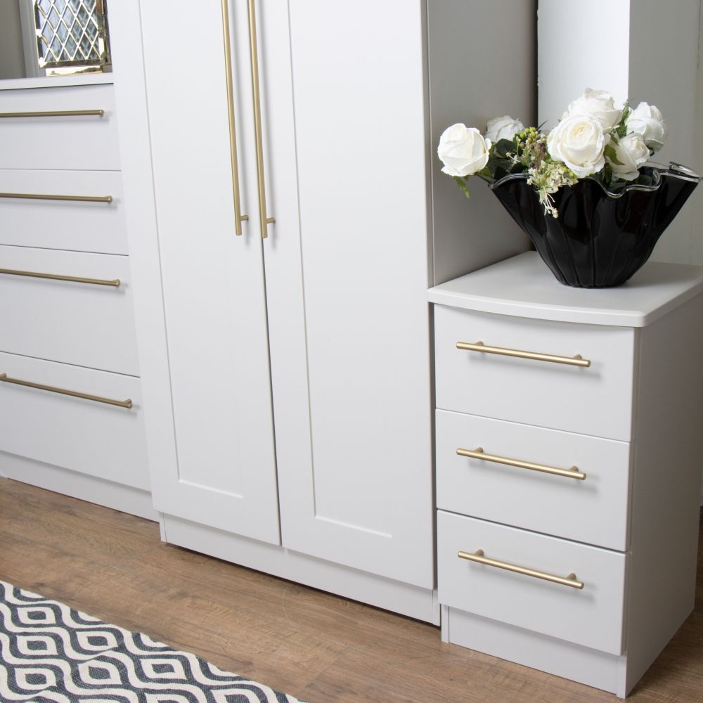 Haworth Bedside Cabinet - 3 Drawer - Cashmere