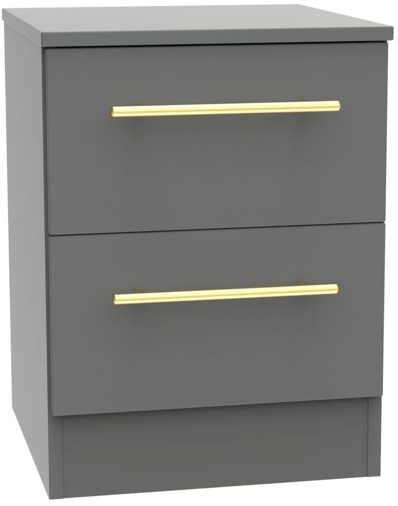 Haworth Grey 2 Drawer Bedside Cabinet