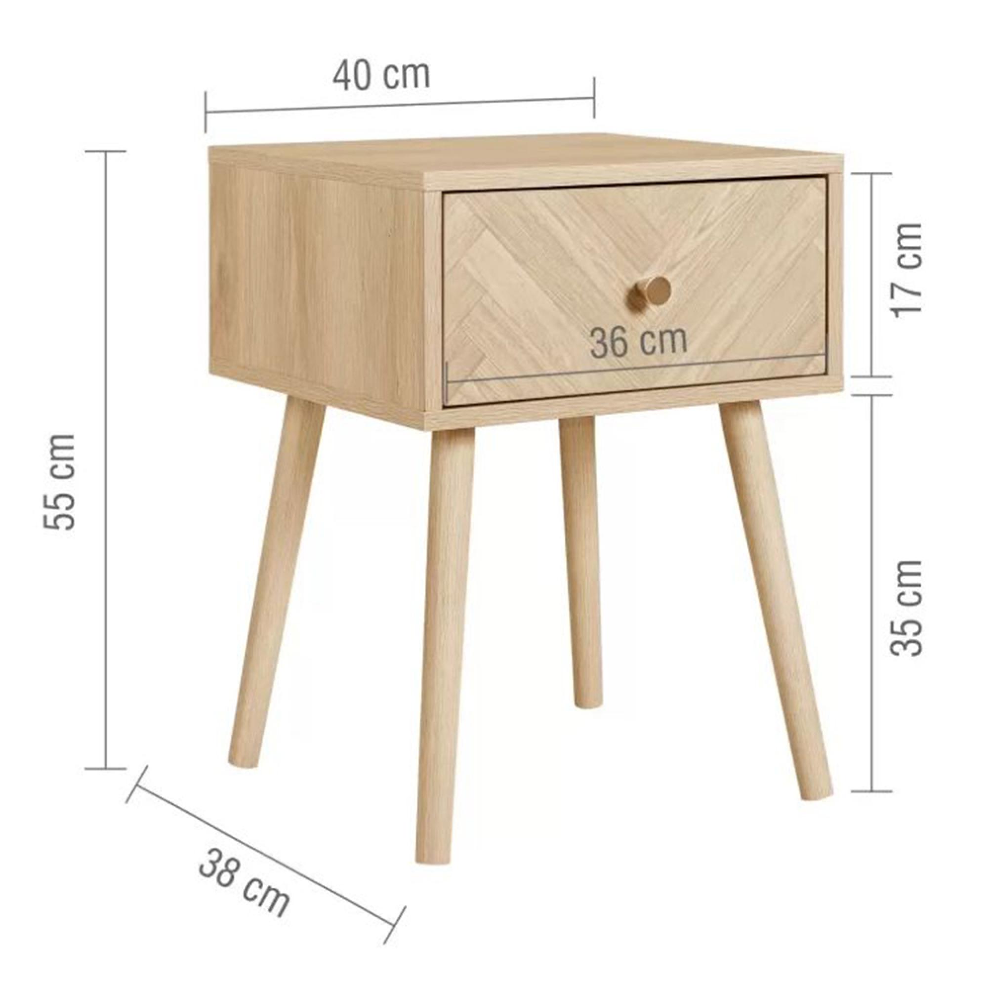 Herringford Bedside Table - 1 Drawer - Oak