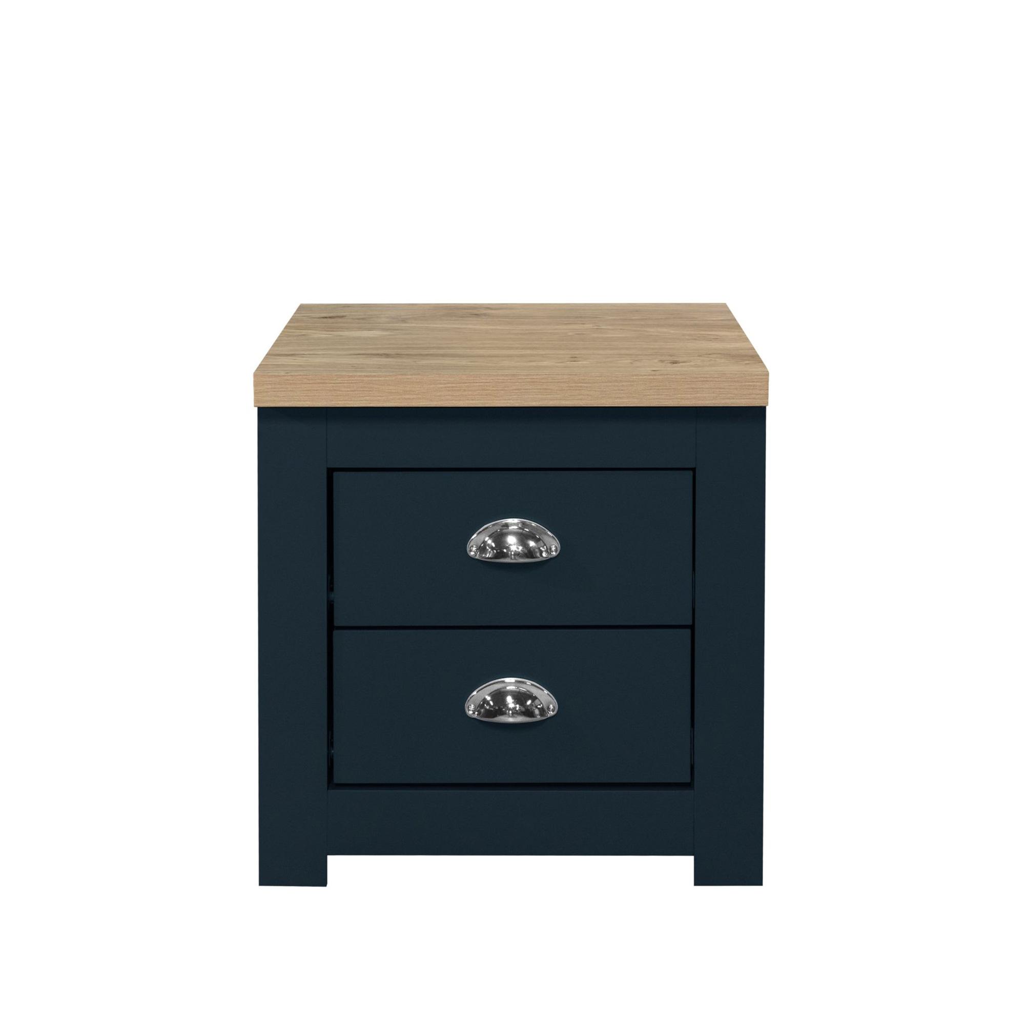 Highgate Bedside Cabinet - 2 Drawer - Navy Blue Painted