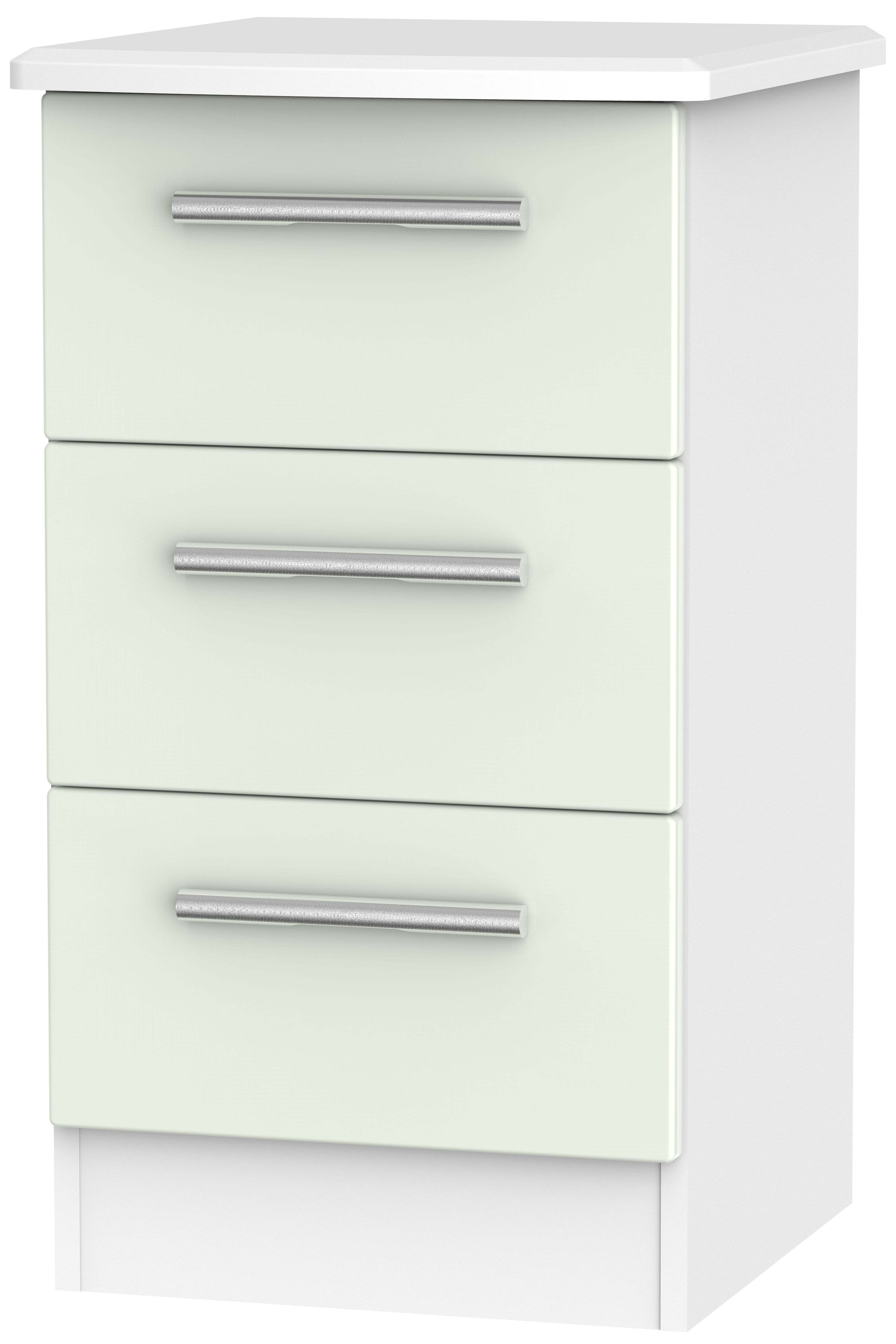 Knightsbridge Bedside Cabinet - 3 Drawer - Cashmere Matt and White