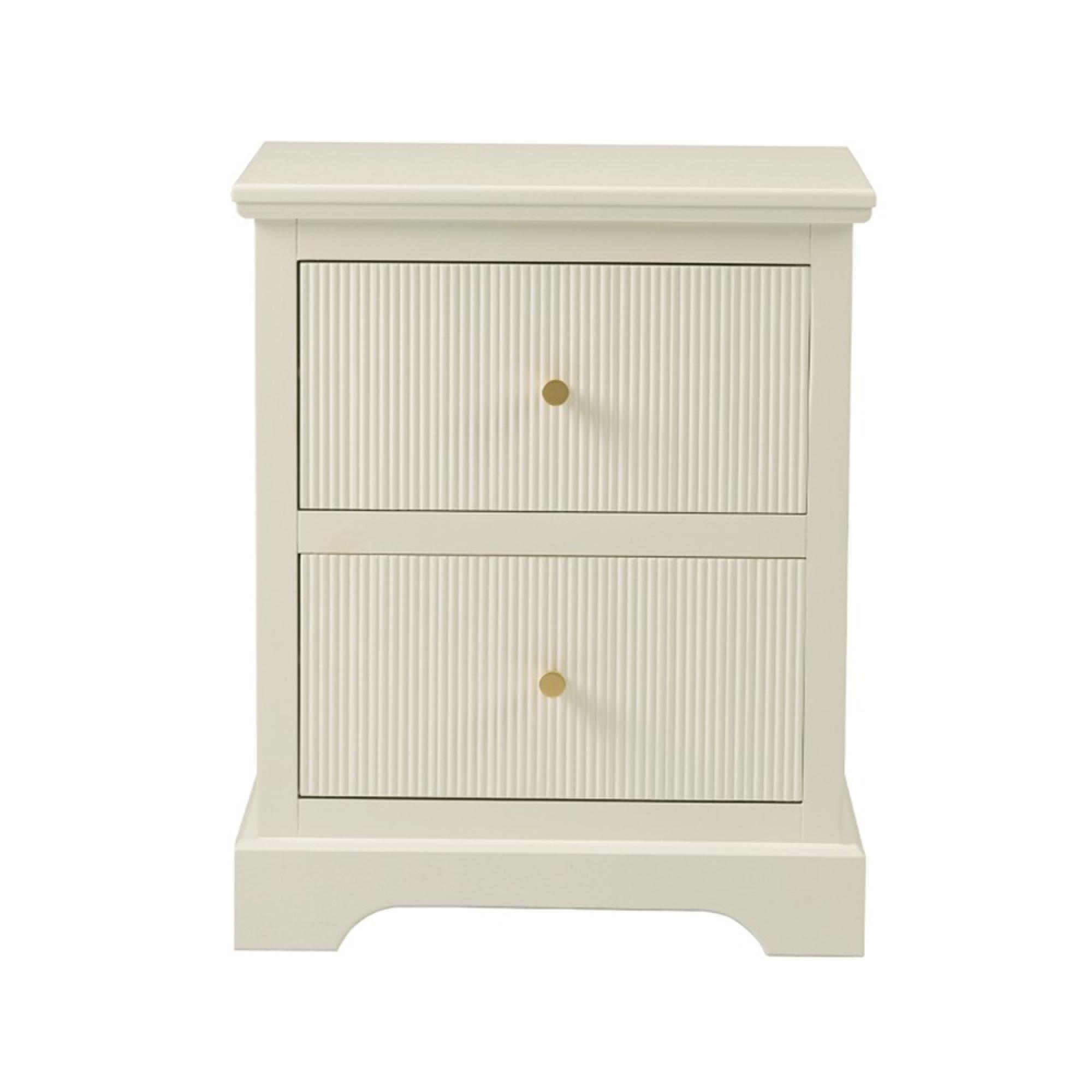 Lindon Bedside Cabinet - 2 Drawer - Frosty White
