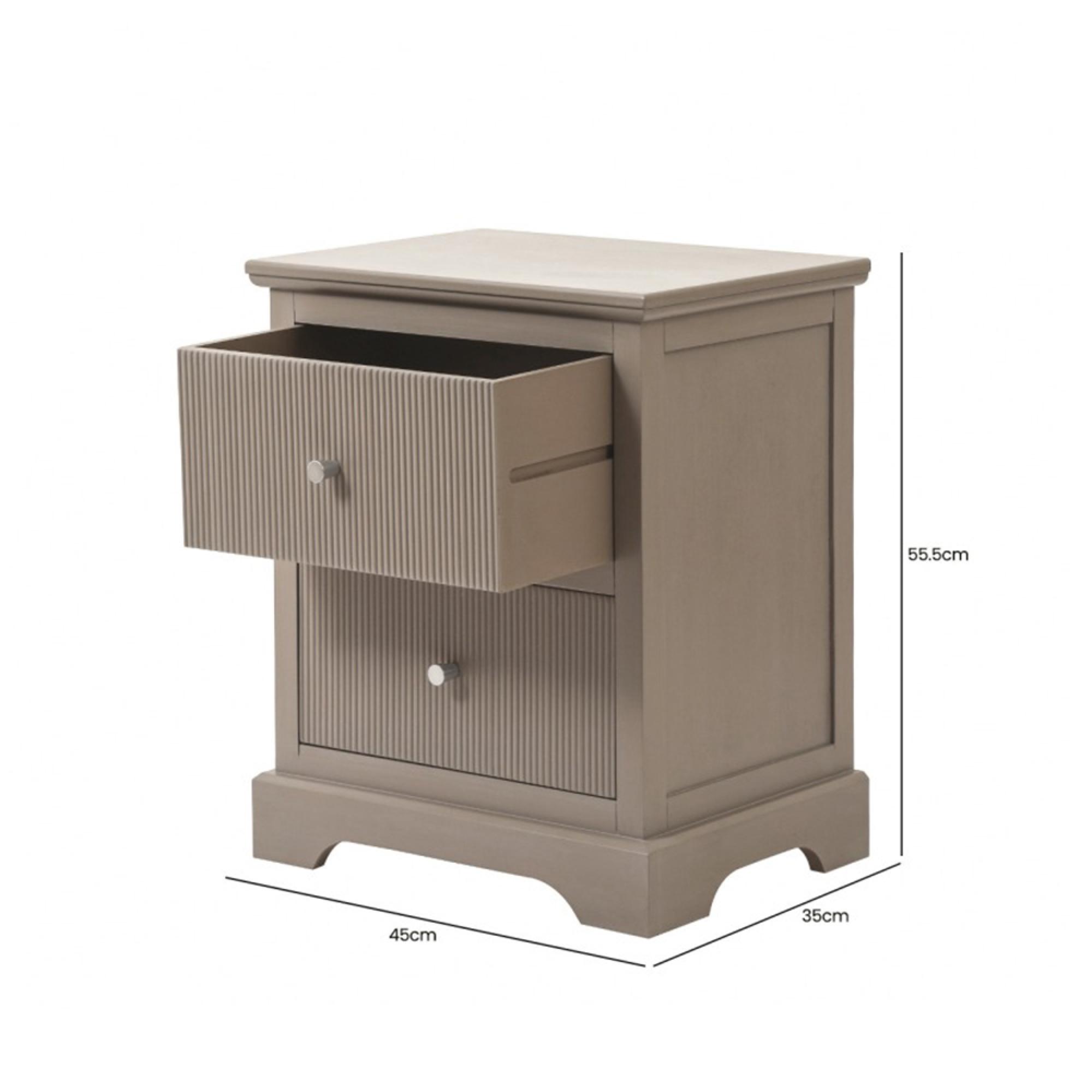 Lindon Bedside Cabinet - 2 Drawer - Taupe