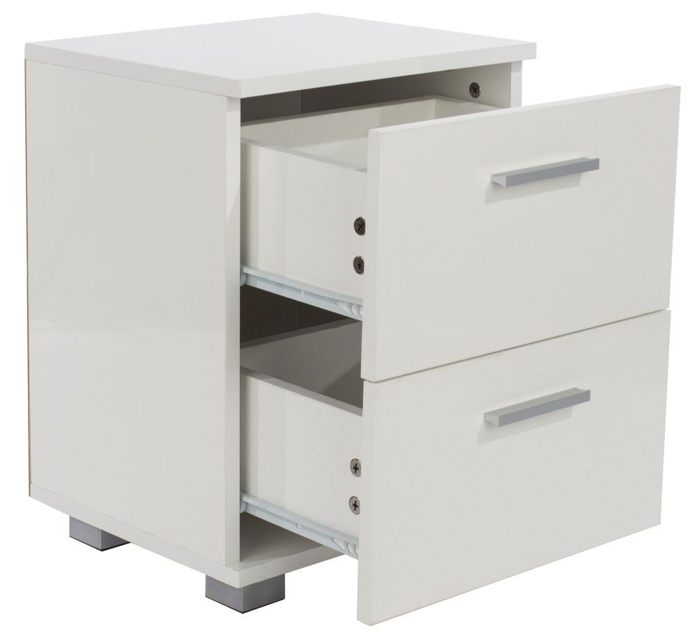 Lido Bedside Cabinet - 2 Drawer - White