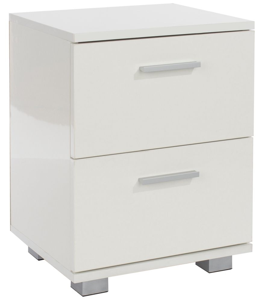 Lido Bedside Cabinet - 2 Drawer - White