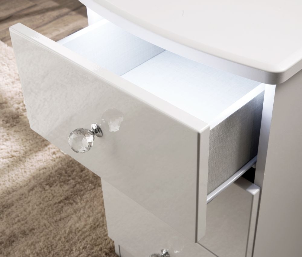 Lumiere Bedside Cabinet - 3 Drawer - White Gloss