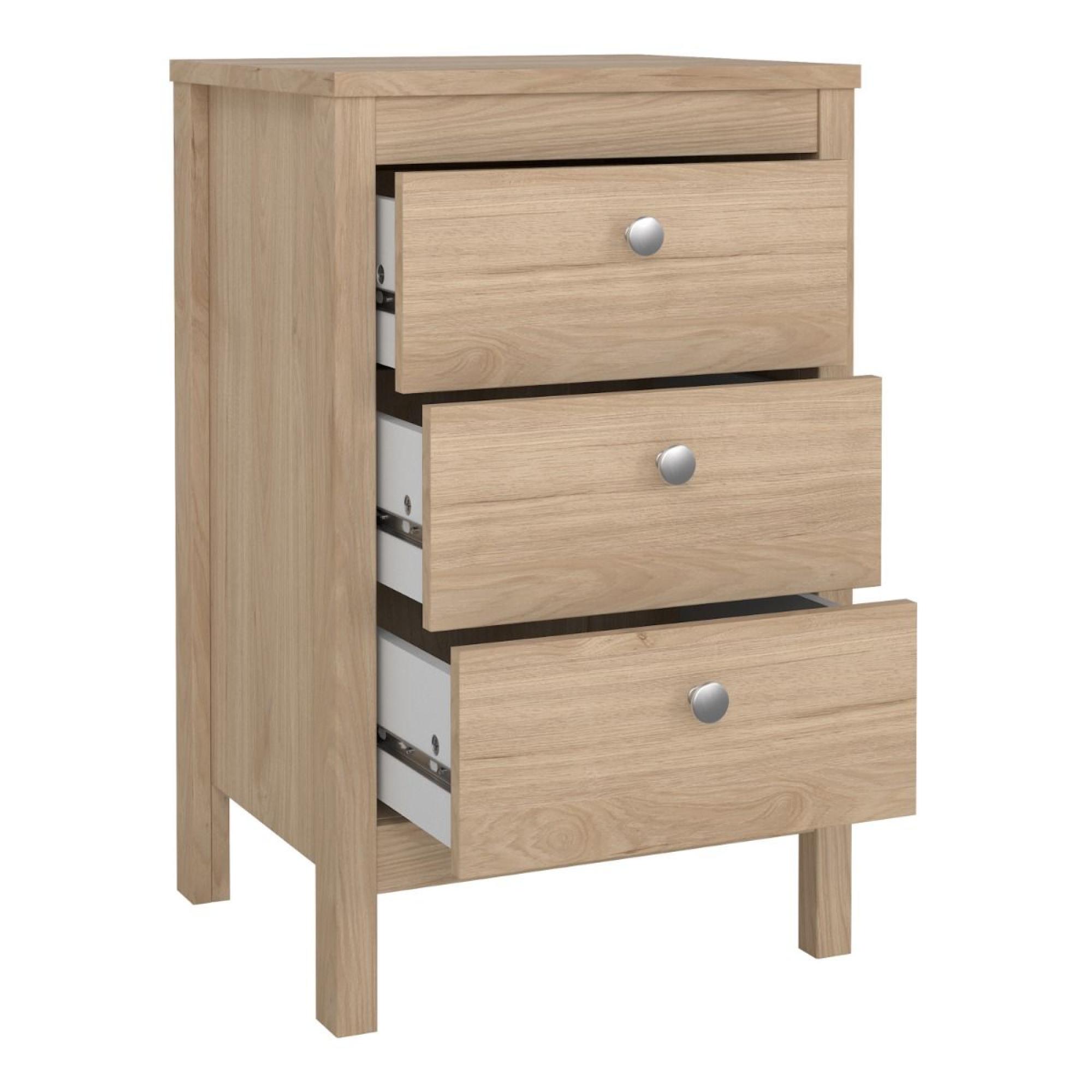 Madrid Jackson Hickory Oak 3 Drawer Bedside Table