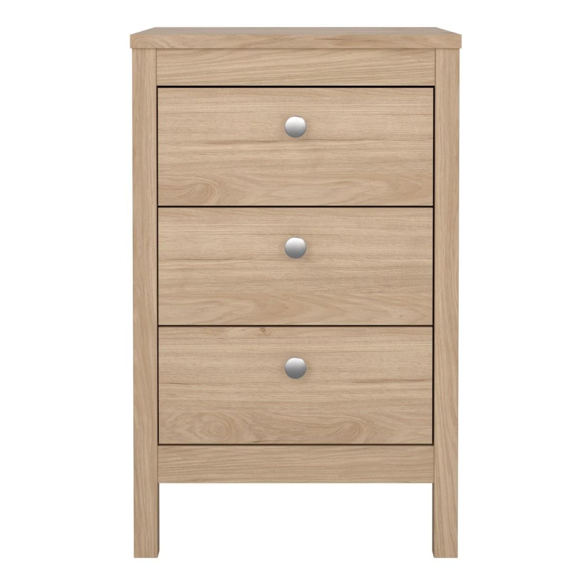 Madrid Jackson Hickory Oak 3 Drawer Bedside Table