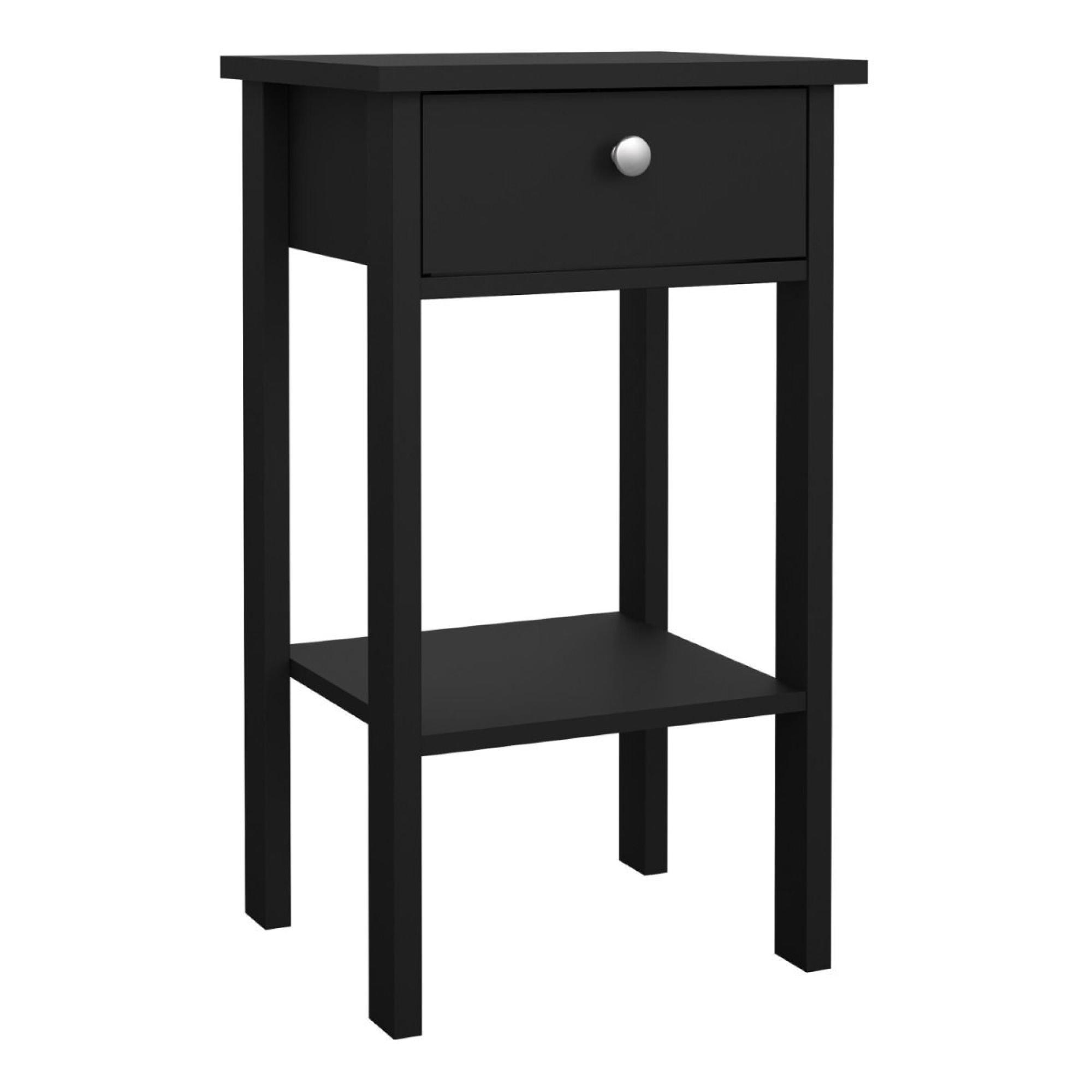 Madrid Matt Black 1 Drawer Bedside Table