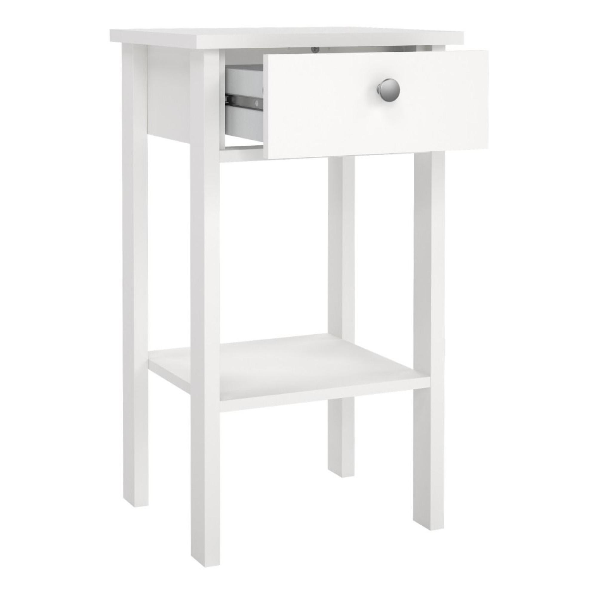 Madrid White 1 Drawer Bedside Table