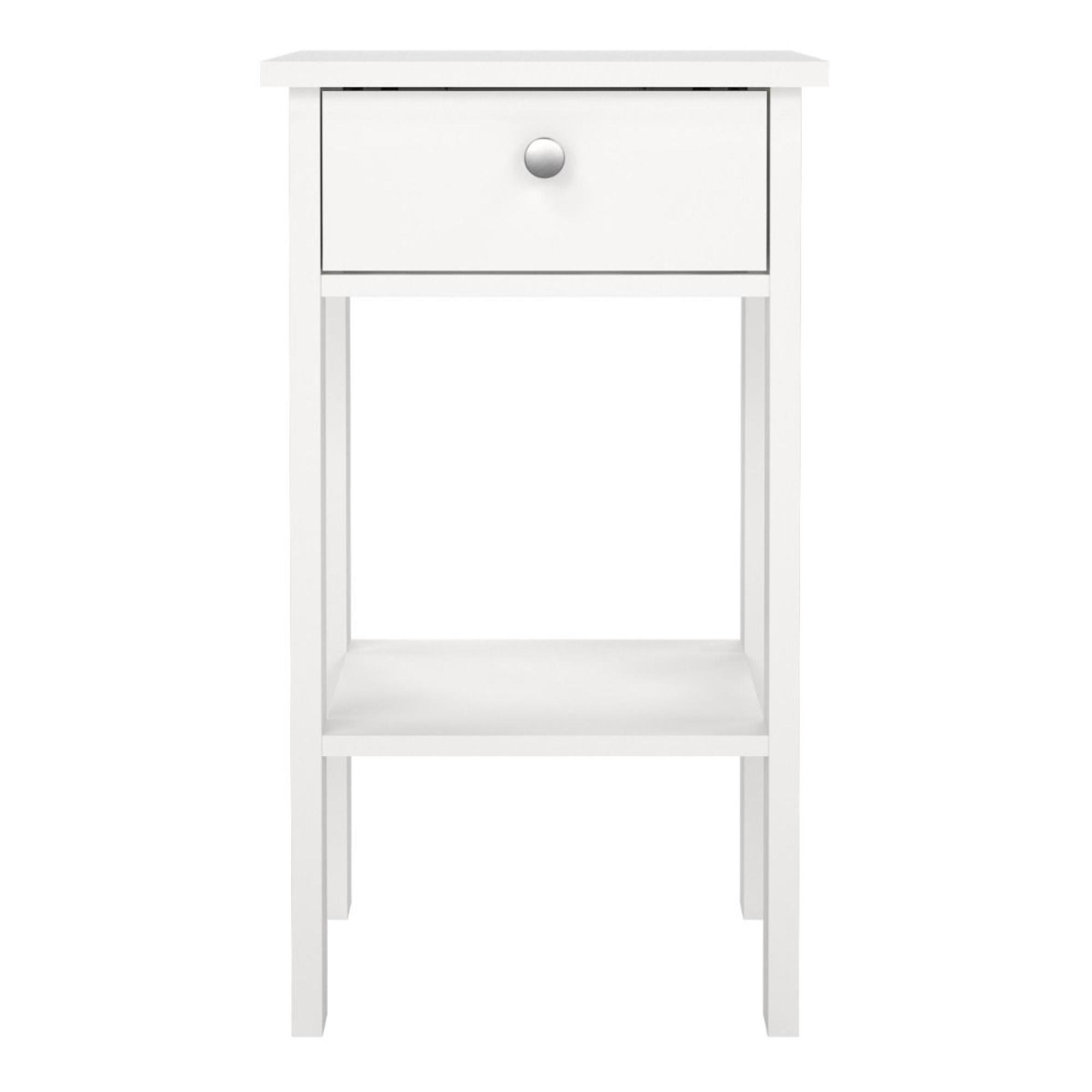 Madrid White 1 Drawer Bedside Table