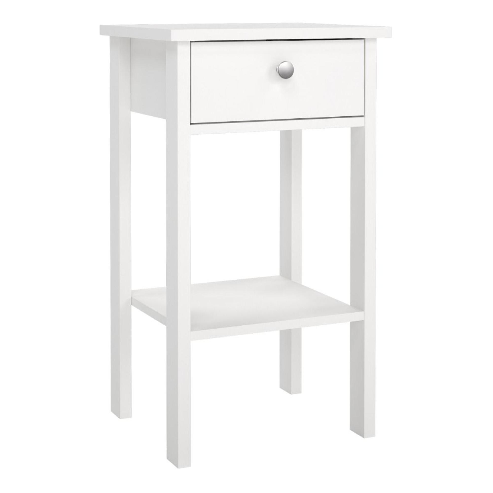 Madrid White 1 Drawer Bedside Table