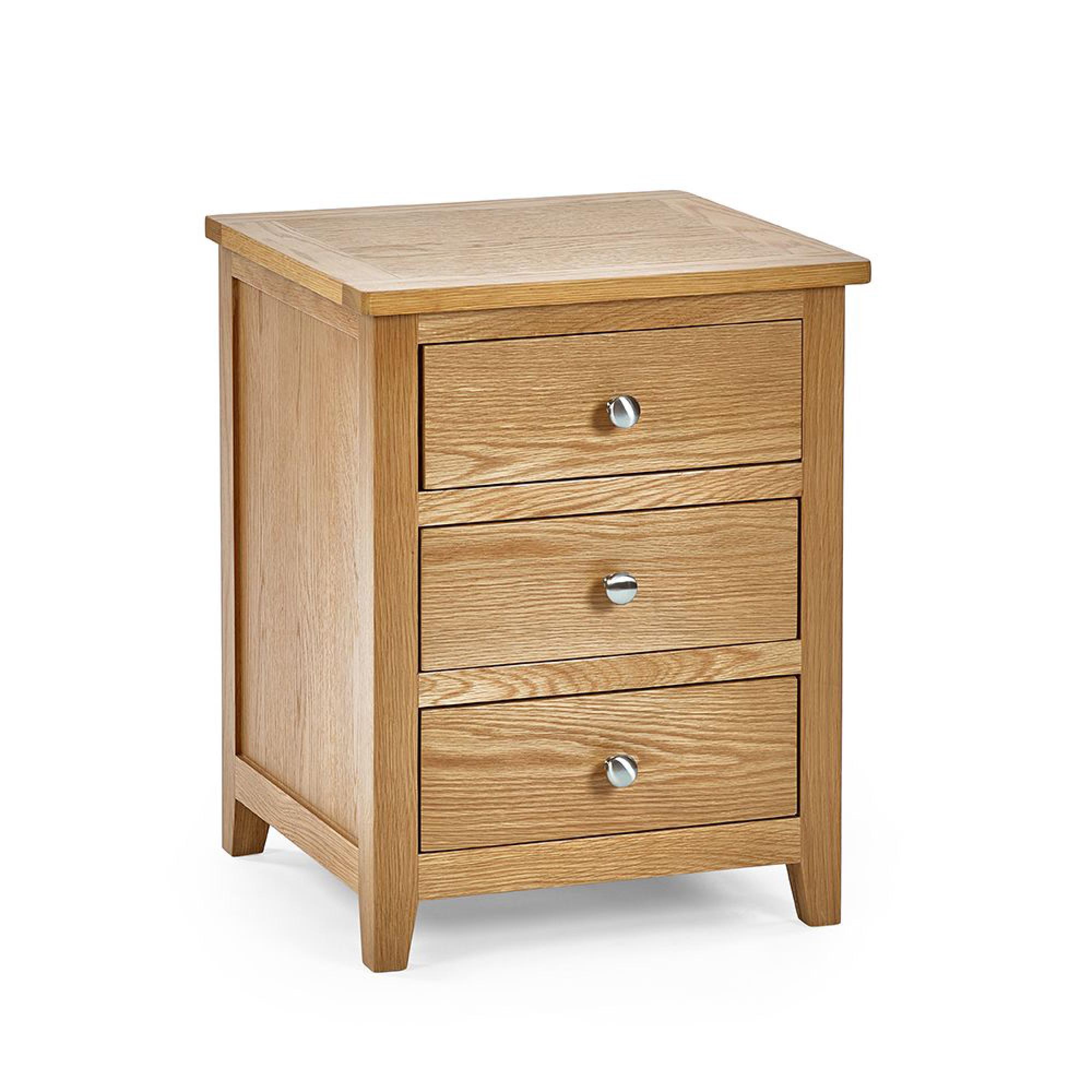 Mallory Bedside Cabinet - 3 Drawer - Oak