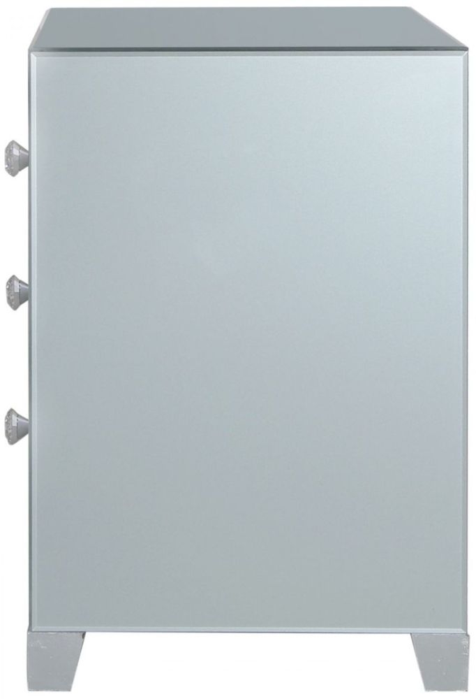 Manhattan Bedside Cabinet - 3 Drawer - Grey Mirrored