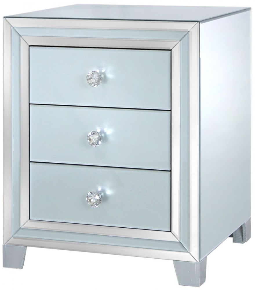 Manhattan Bedside Cabinet - 3 Drawer - Grey Mirrored