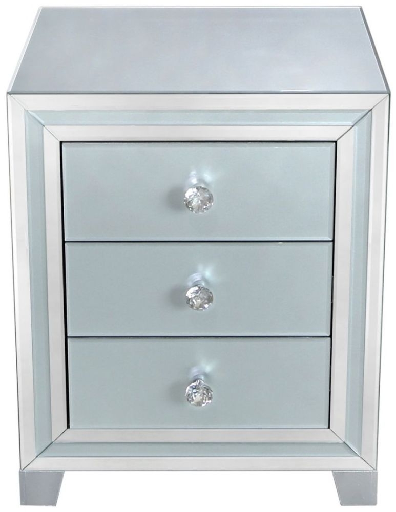 Manhattan Bedside Cabinet - 3 Drawer - Grey Mirrored