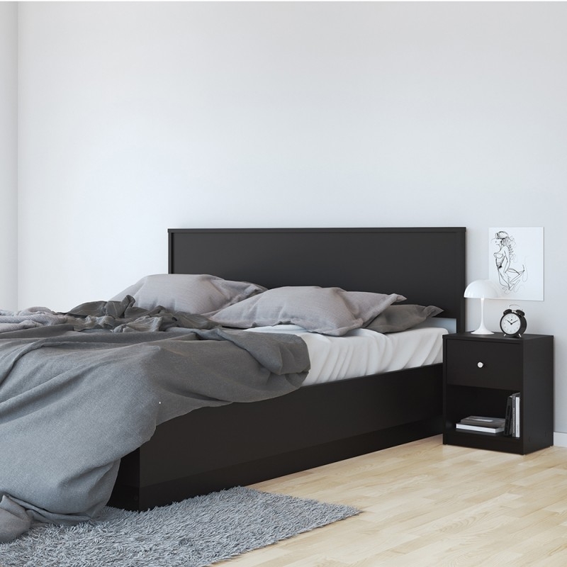 May Black 1 Drawer Bedside Cabinet