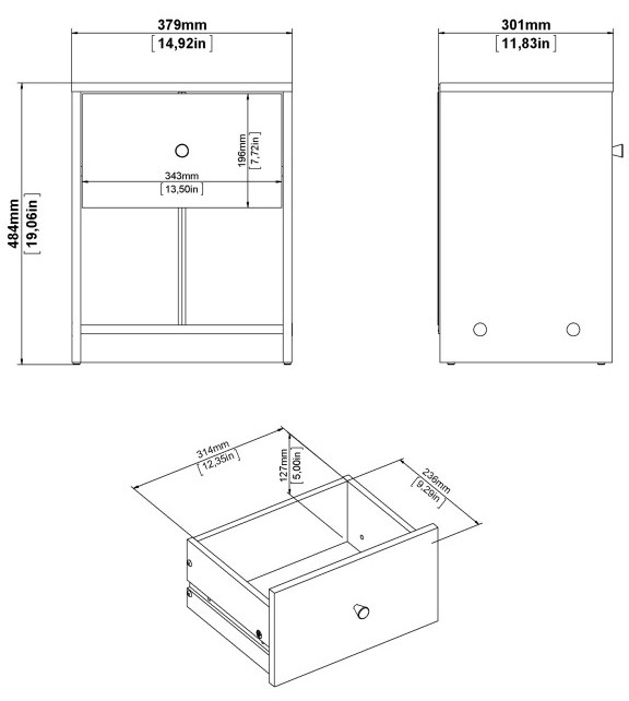 May Oak Effect 1 Drawer Bedside Cabinet