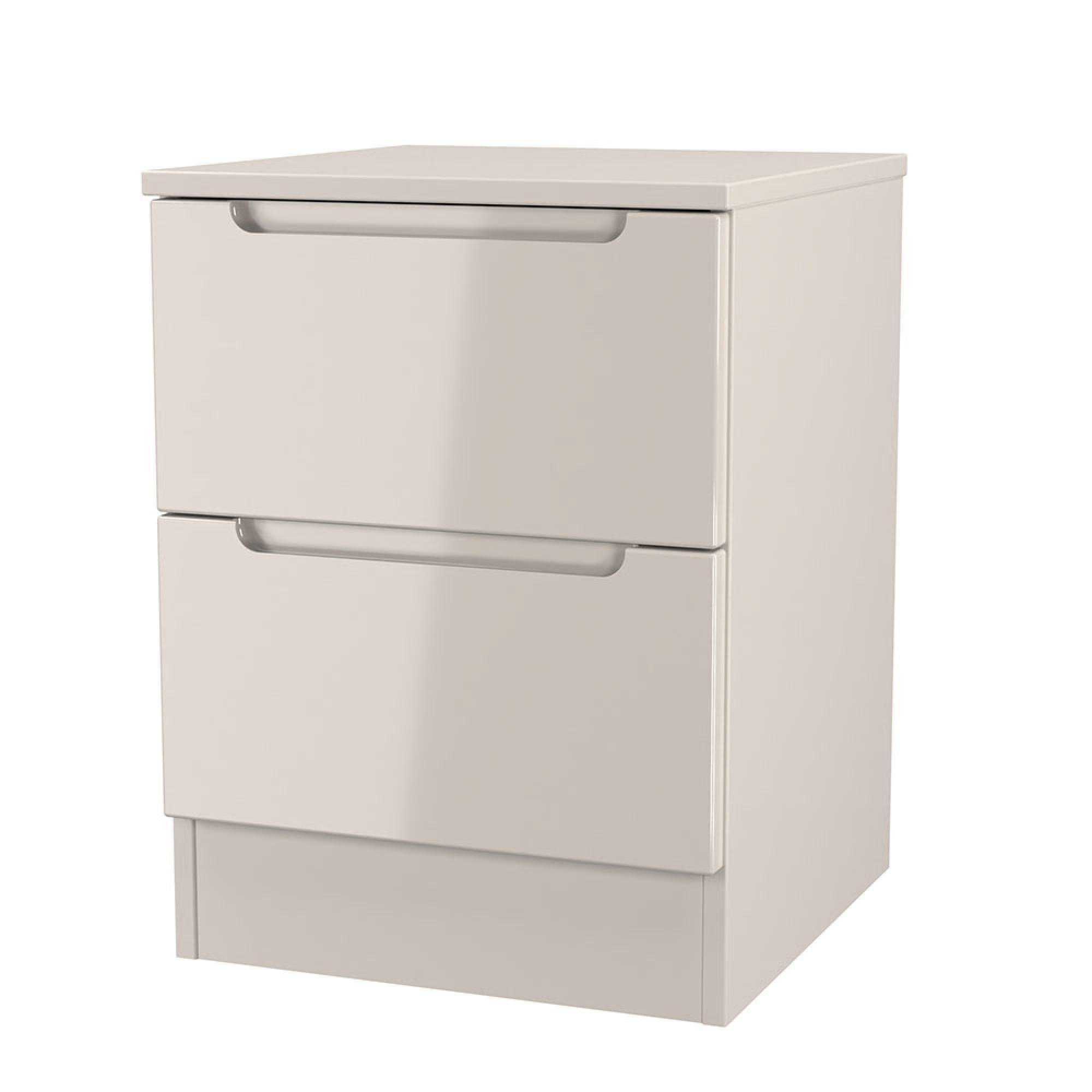 Milan Bedside Cabinet - 2 Drawer - Cashmere Gloss