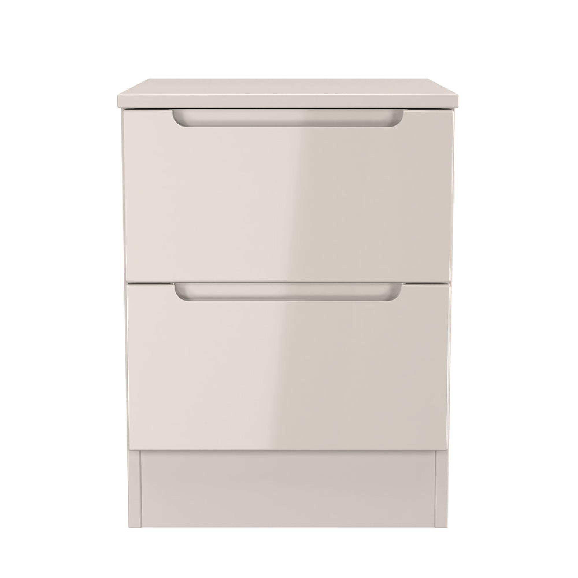 Milan Bedside Cabinet - 2 Drawer - Cashmere Gloss