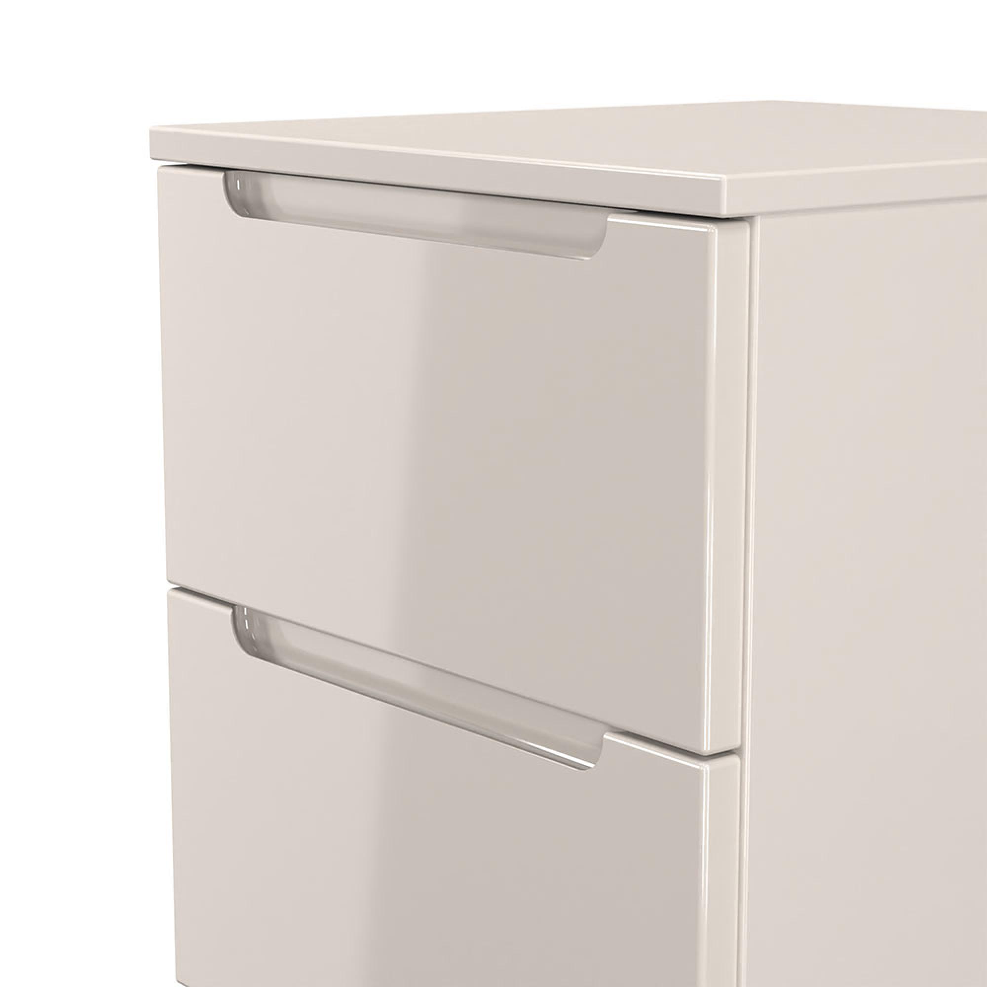 Milan Bedside Cabinet - 2 Drawer - Cashmere Gloss