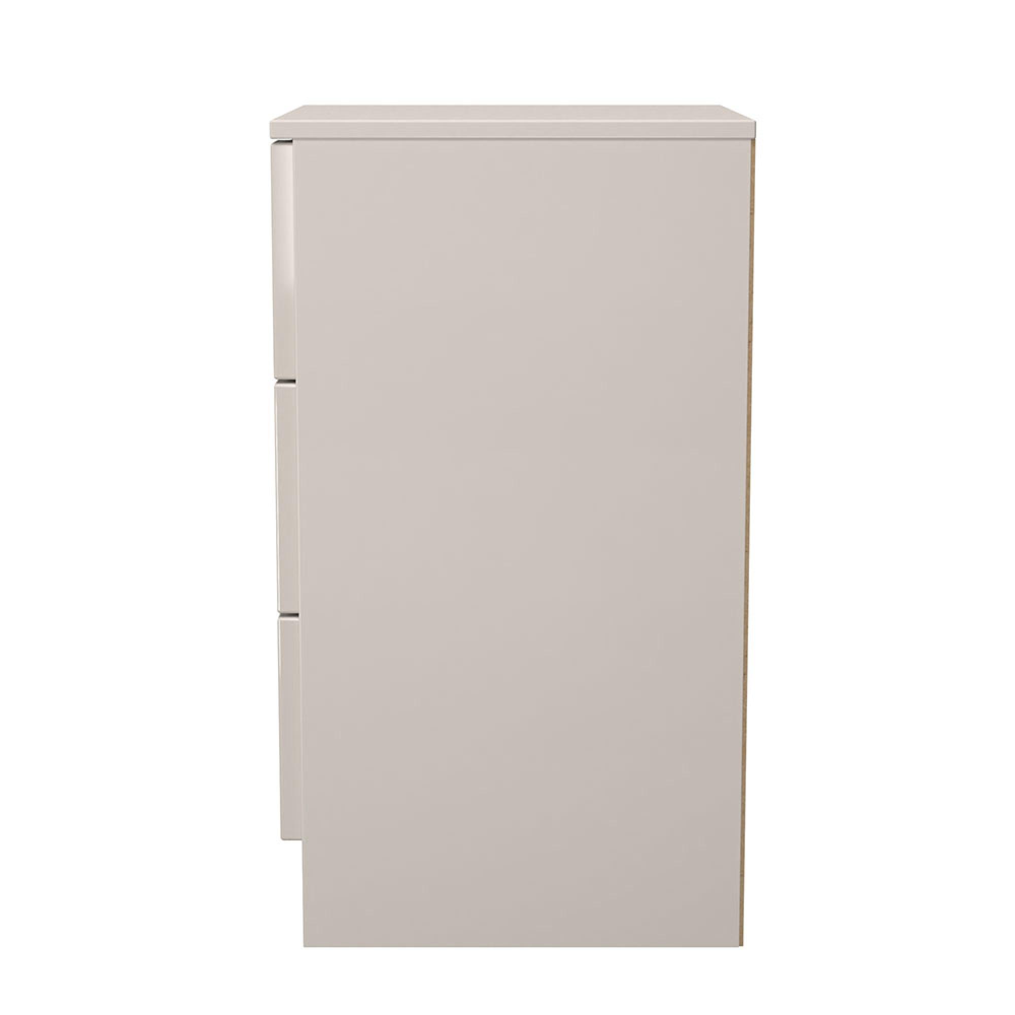 Milan Bedside Cabinet - 3 Drawer - Cashmere Gloss