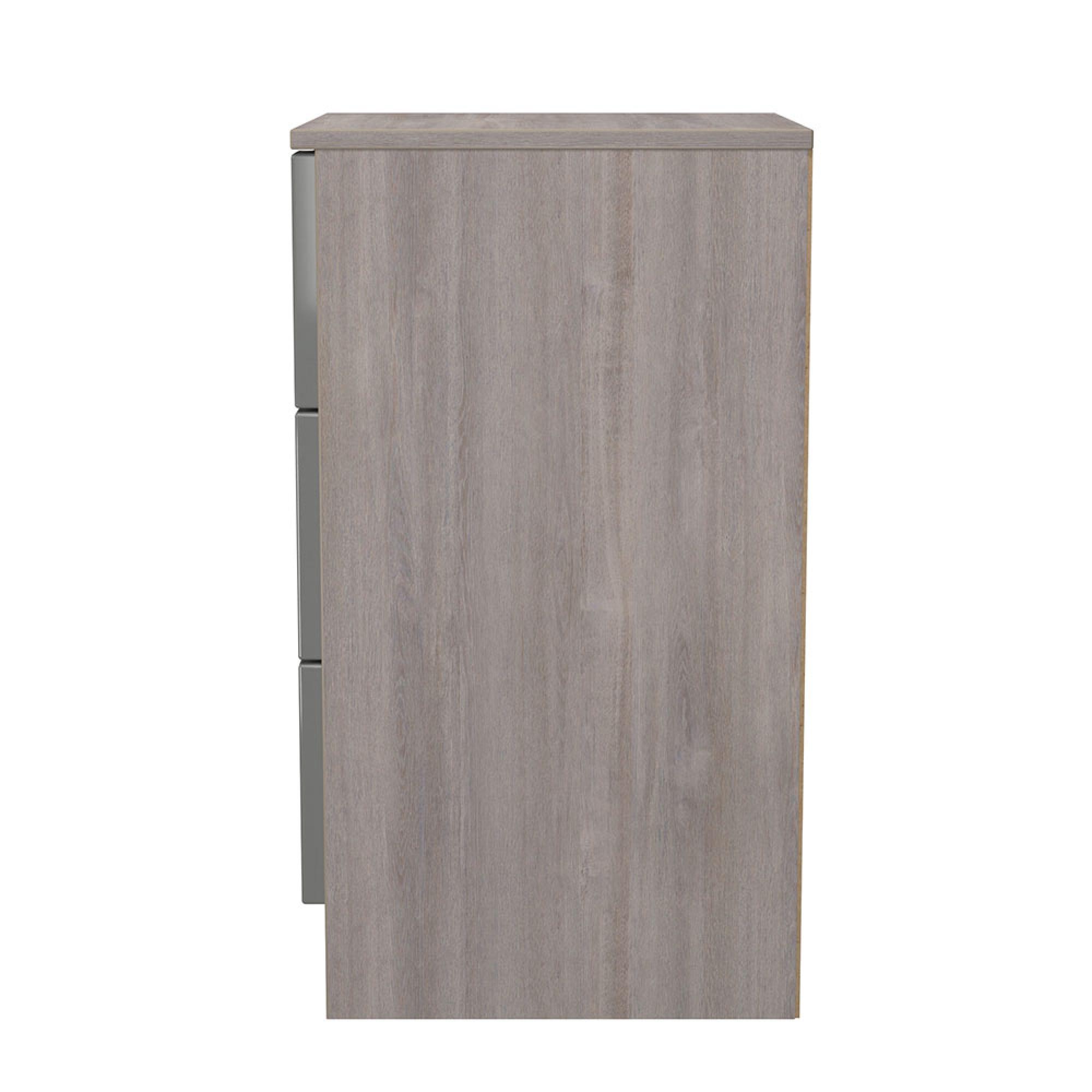 Milan Bedside Cabinet - 3 Drawer - Grey Gloss and Grey Oak